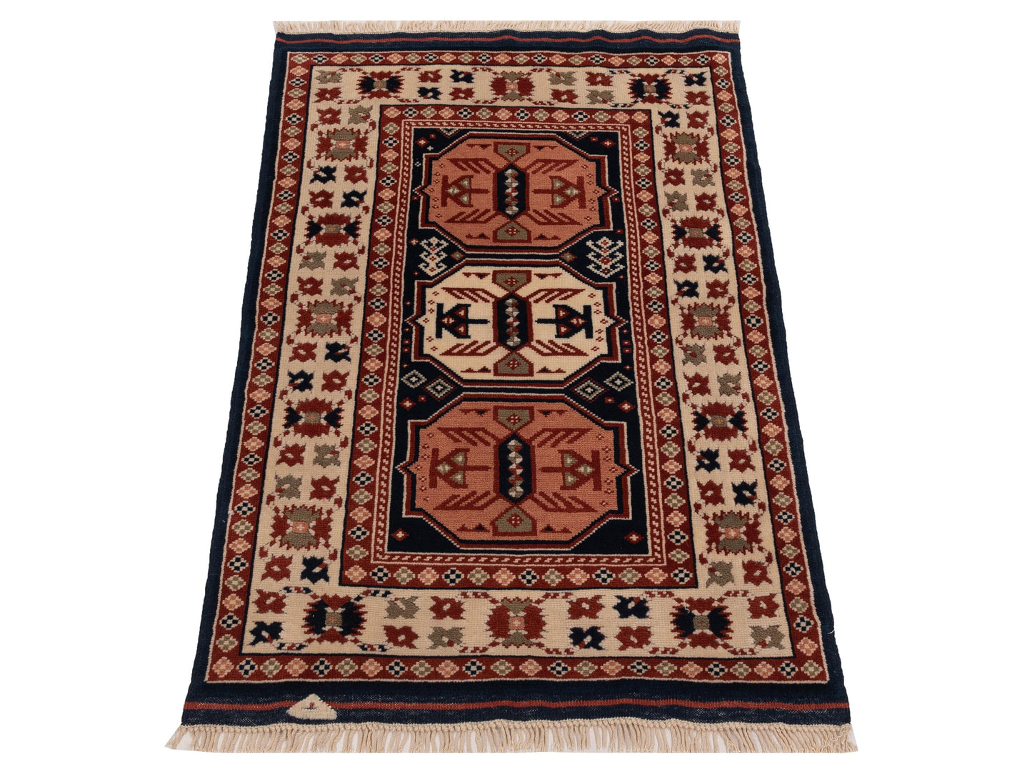 Turkish Shirwan 148399 Navy Ivory 3x4.5 Hand Knotted Rug