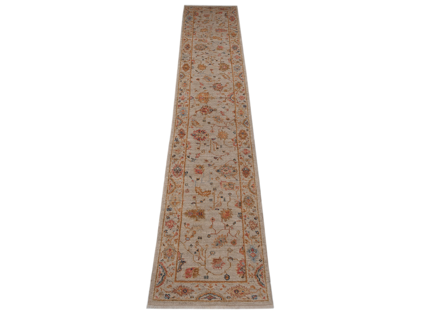 Angora Oushak 146501 Ivory Ivory 2.7x13.4 Hand Knotted Rug