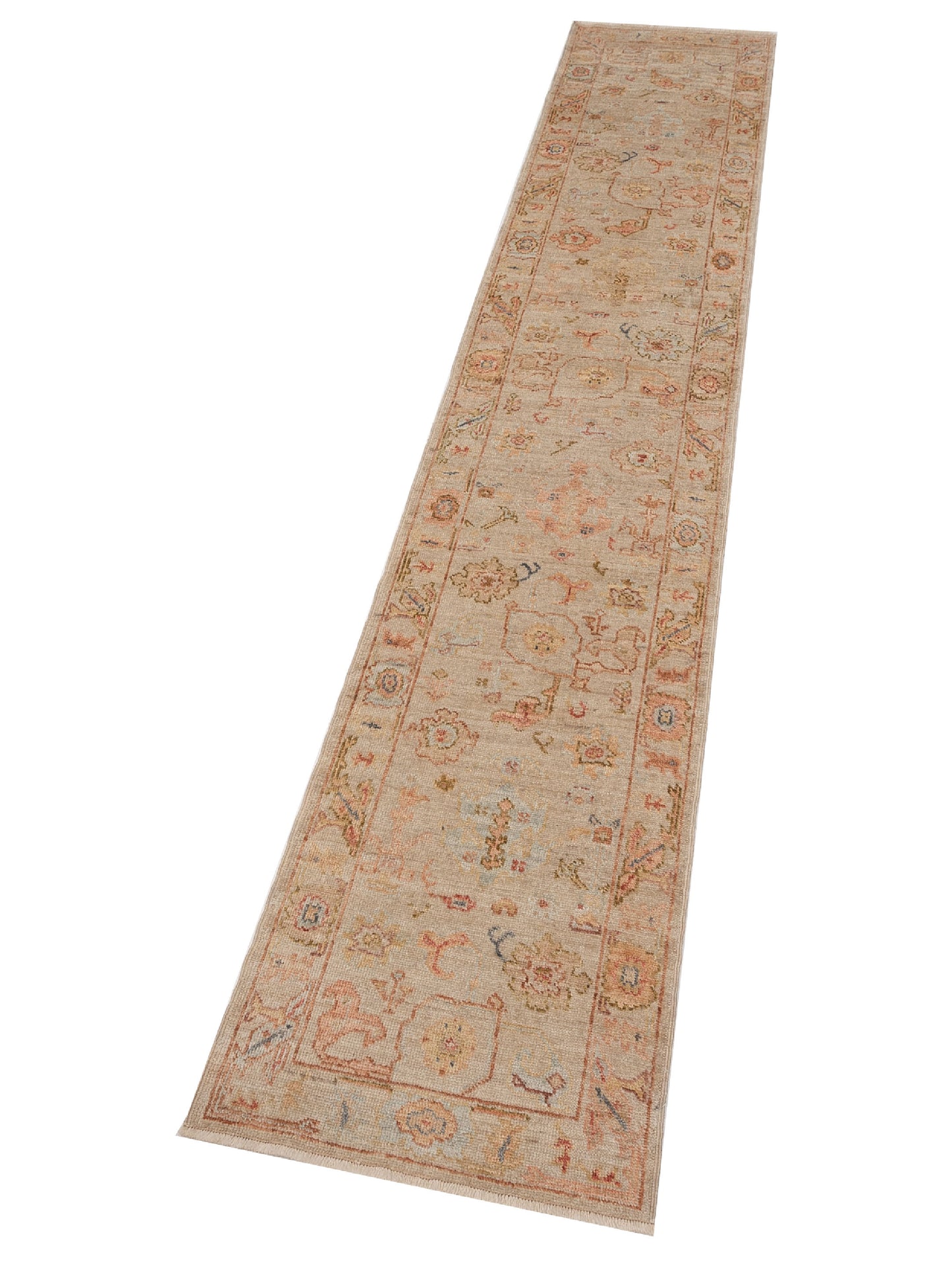 Angora Oushak 149327 Beige Beige 2.7x13.9 Hand Knotted Rug