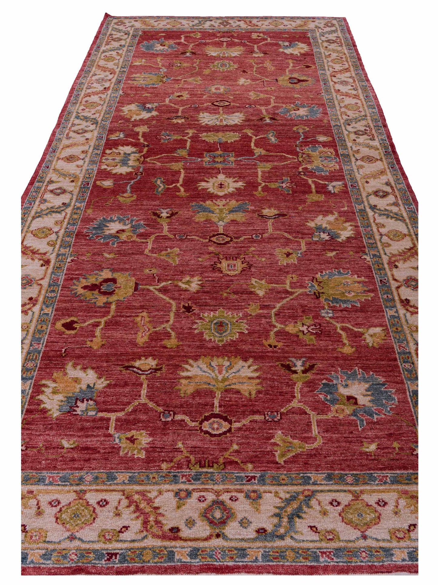 Angora Oushak 144637 Red Ivory 6.5x14.10 Hand Knotted Rug