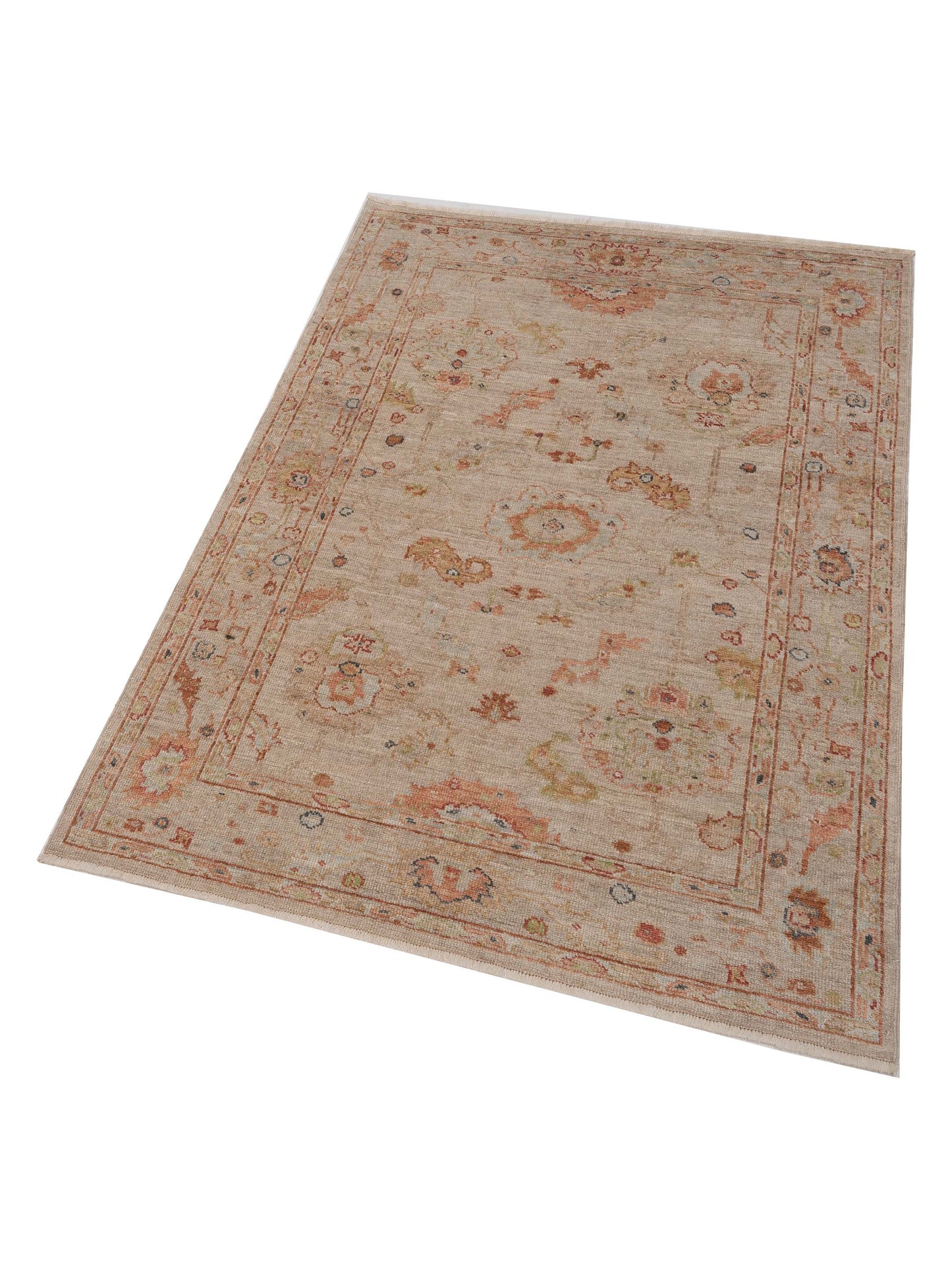 Angora Oushak 149578 Ivory Ivory 4.10x6.10 Hand Knotted Rug