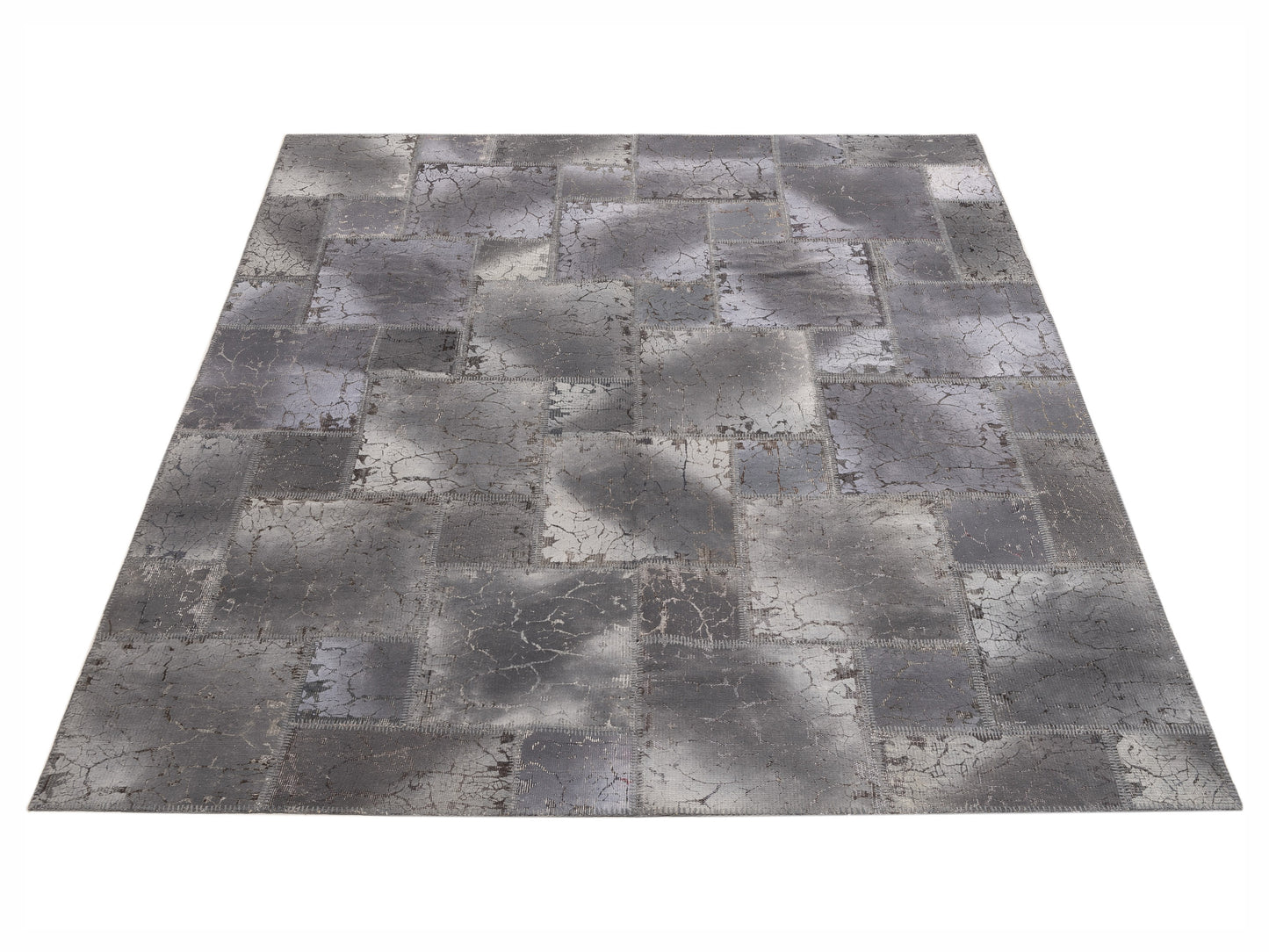 Turkish Vestige Patchwork 129041 Gray 8.3x9.10 Hand Knotted Rug