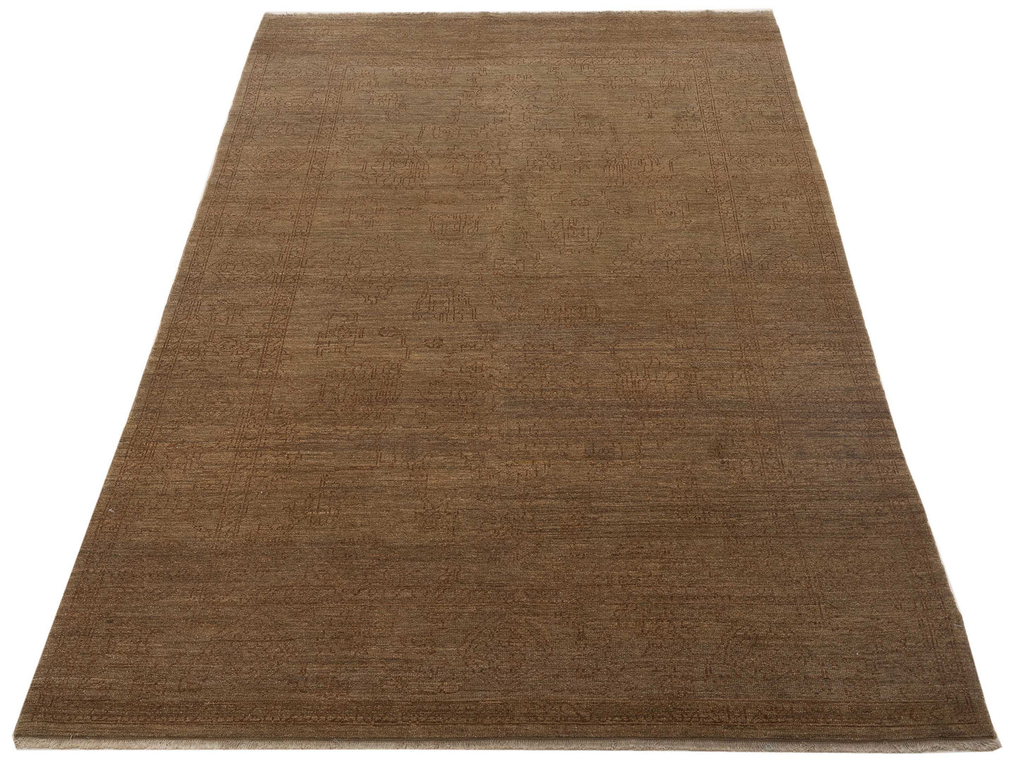 Defne Jade Green Brown 6x9 Hand Knotted Rug