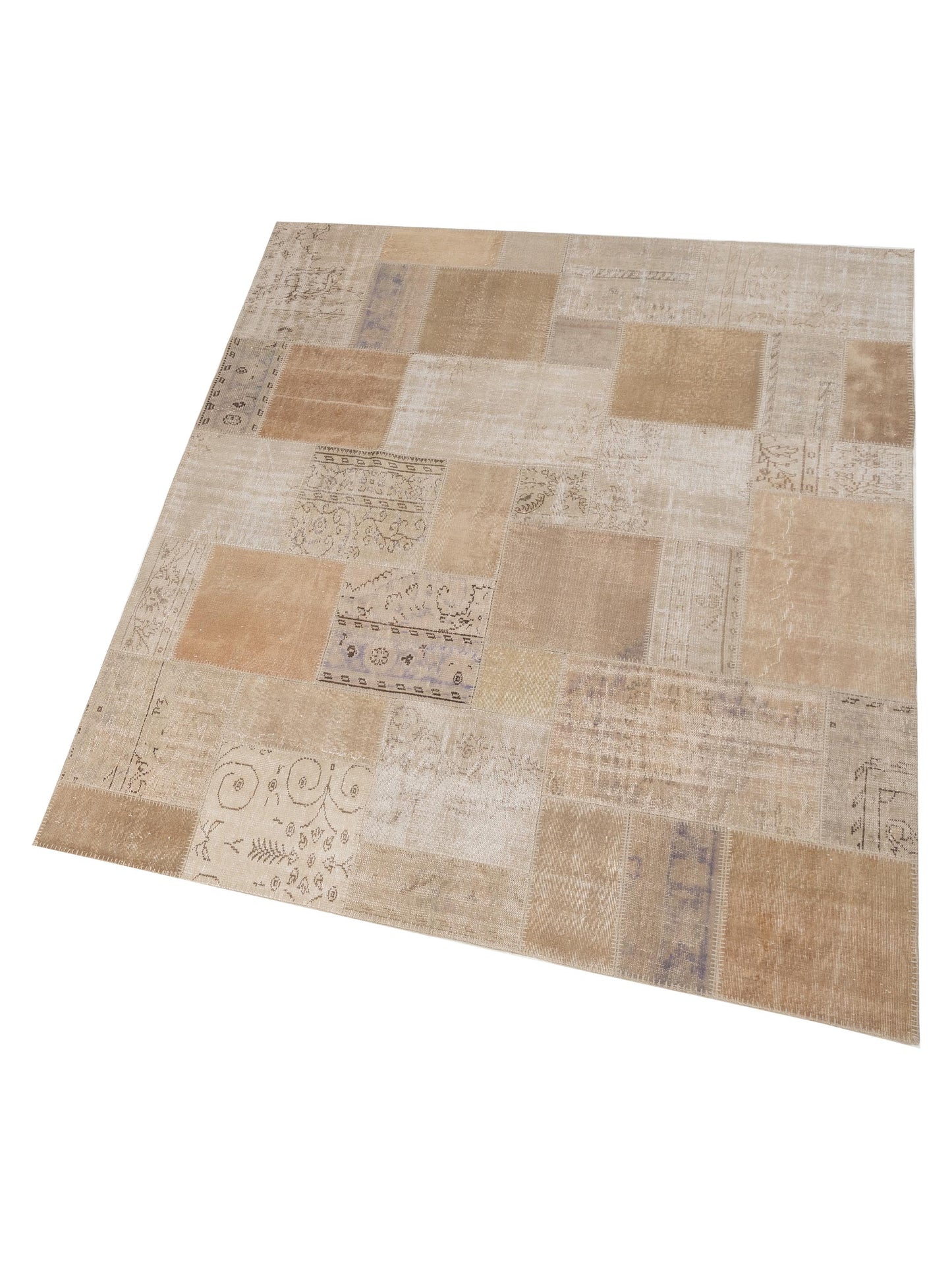 Turkish Vestige Patchwork 128876 Natural 8.3x9.10 Hand Knotted Rug
