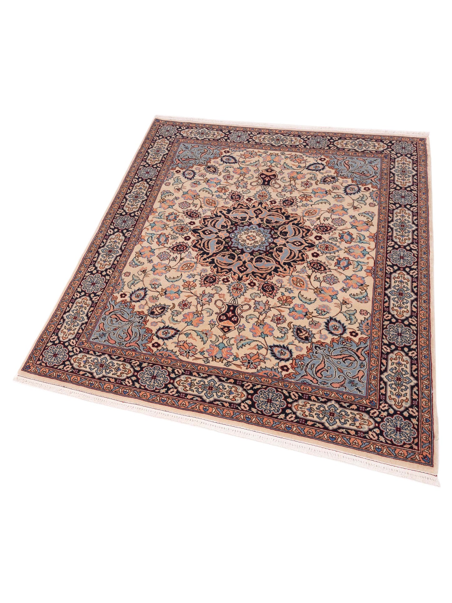 Crown 147776 Ivory Navy 5.1x7.2 Hand Knotted Rug