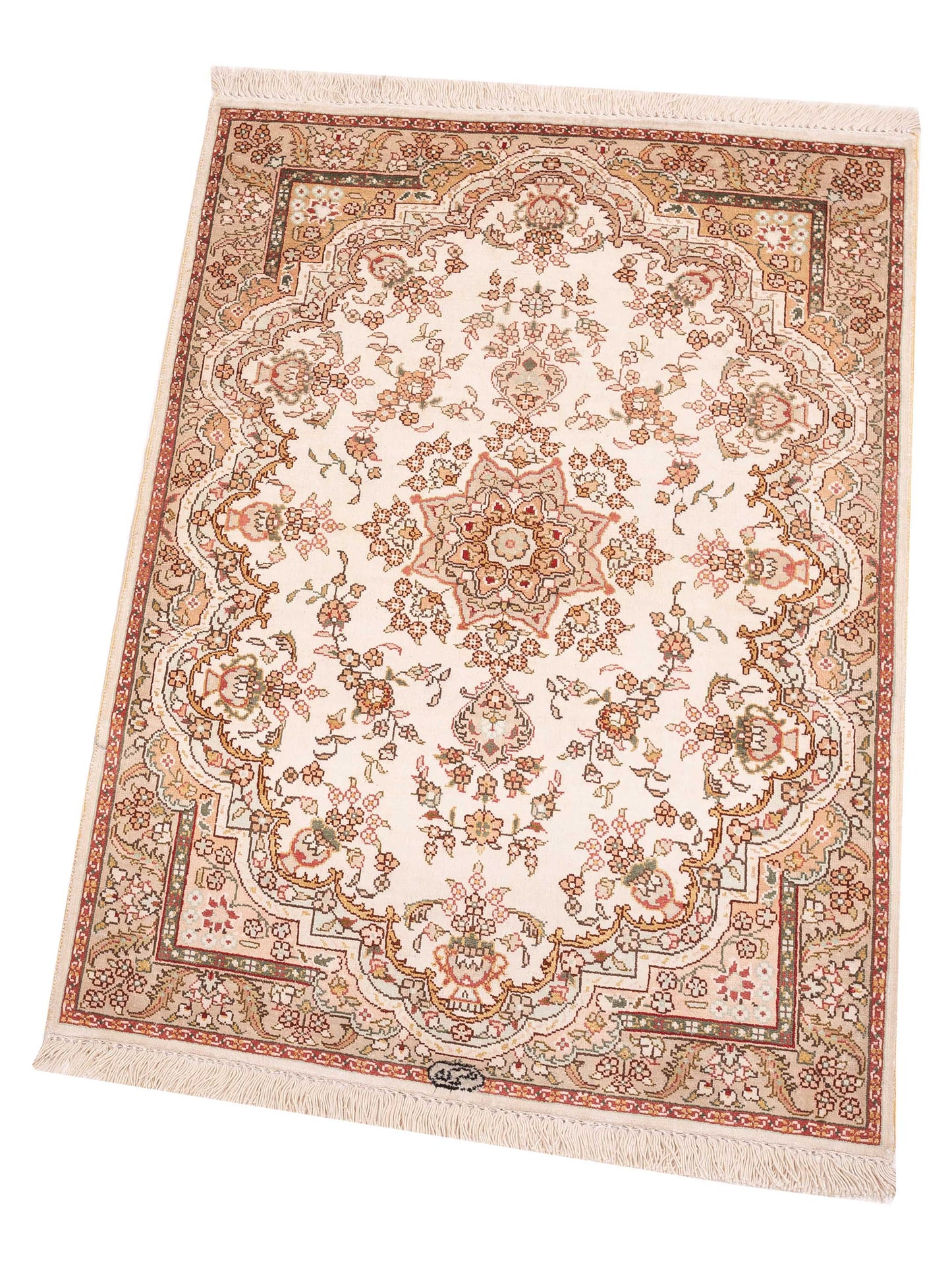 Pure Silk 118063 Ivory Ivory 2x3 Hand Knotted Rug