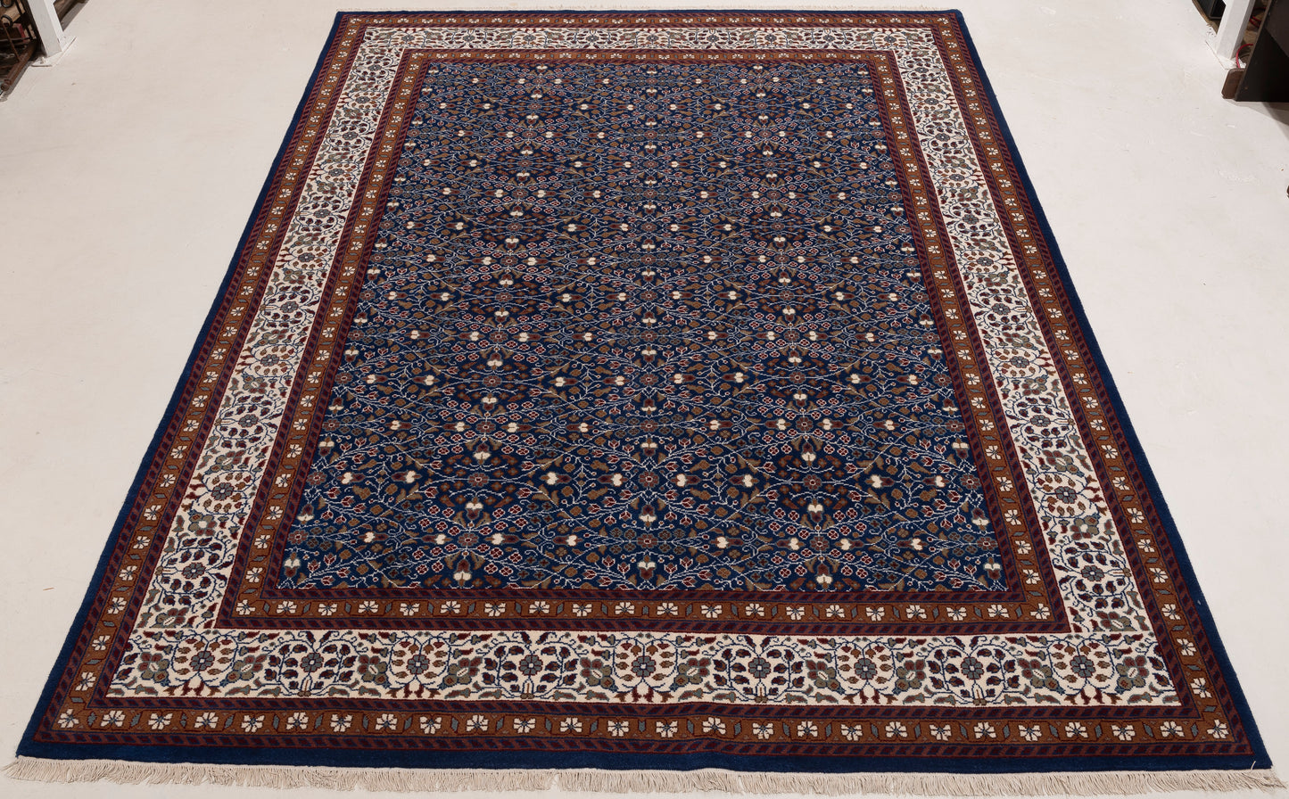 Kayseri 153055 Dark Blue Ivory 9.1x12.4 Hand Knotted Rug