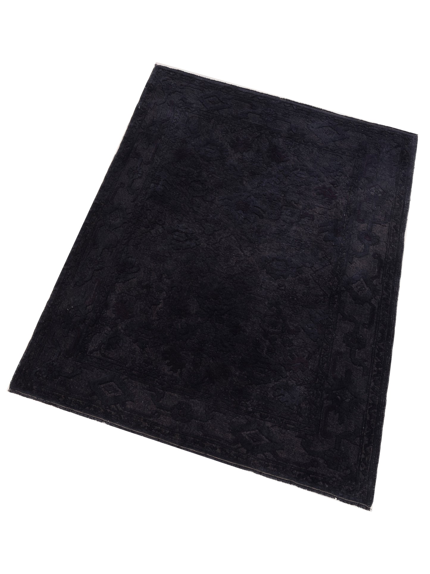 Vintage 113325 Black 5.9x8.4 Hand Knotted Rug