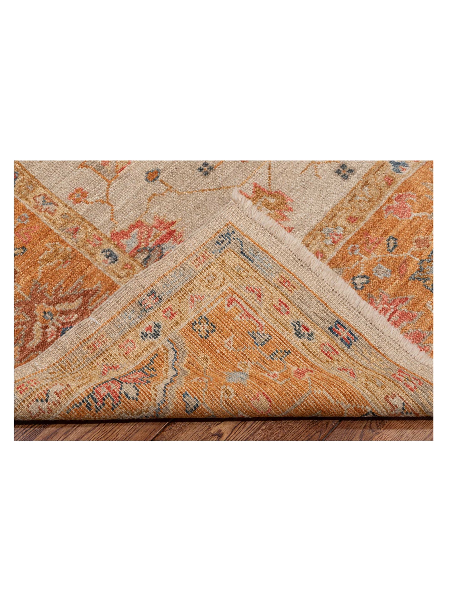 Angora Oushak 145825 Ivory Orange 8.3x9.8 Hand Knotted Rug
