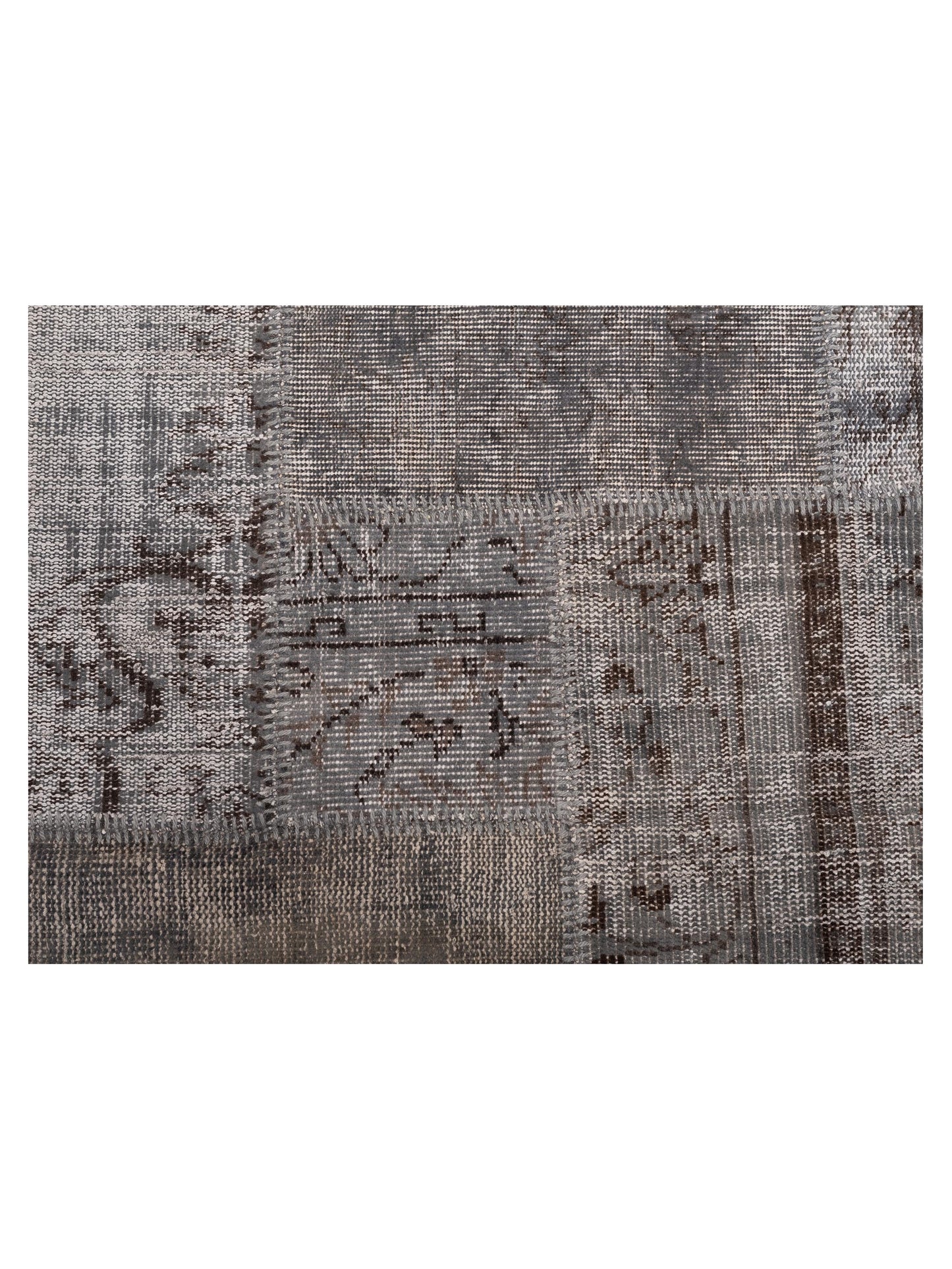 Turkish Vestige Patchwork 131099 Gray 3.4x4.11 Hand Knotted Rug