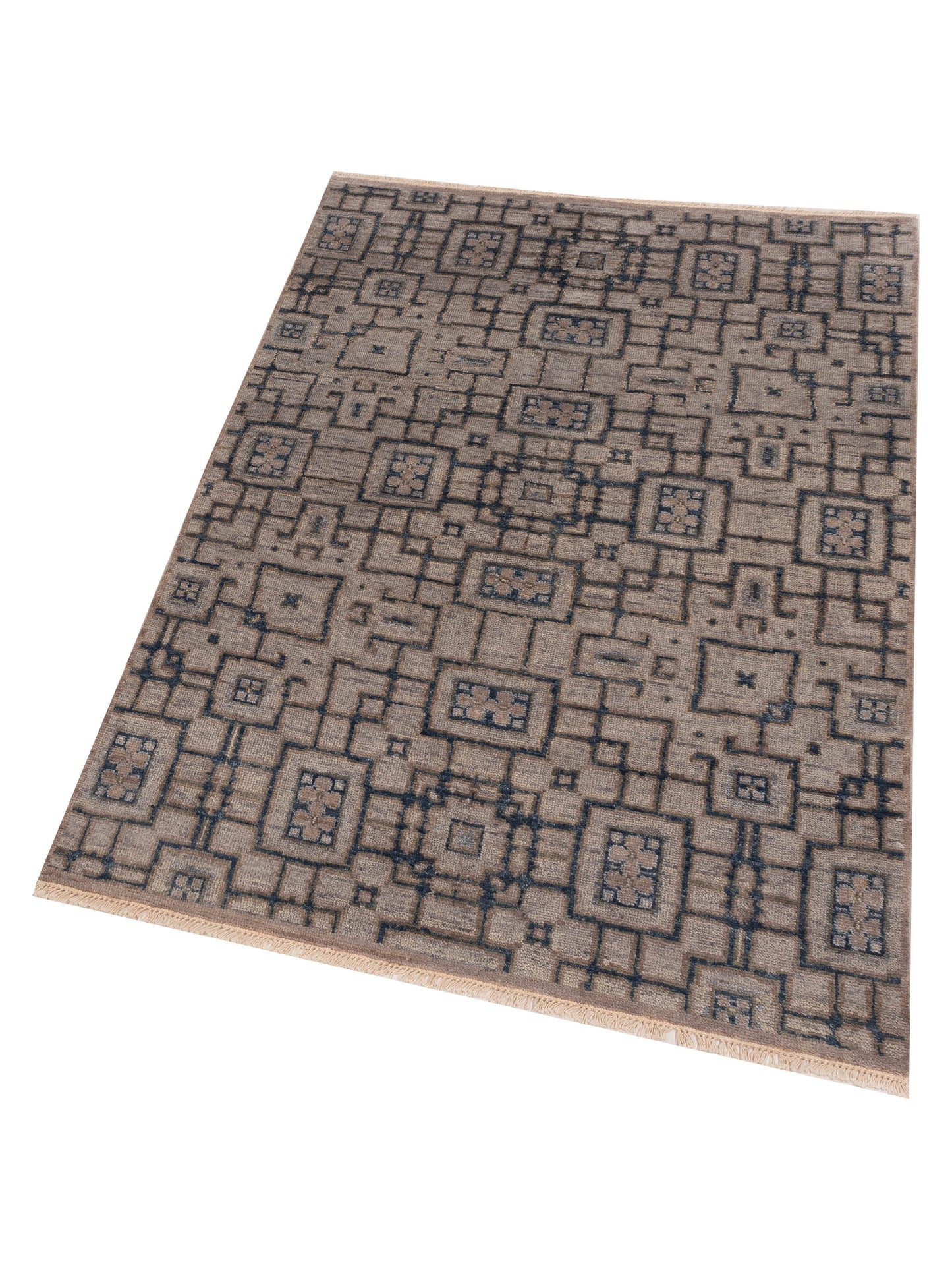 Evren 123409 Gray Blue 4x6.1 Hand Knotted Rug