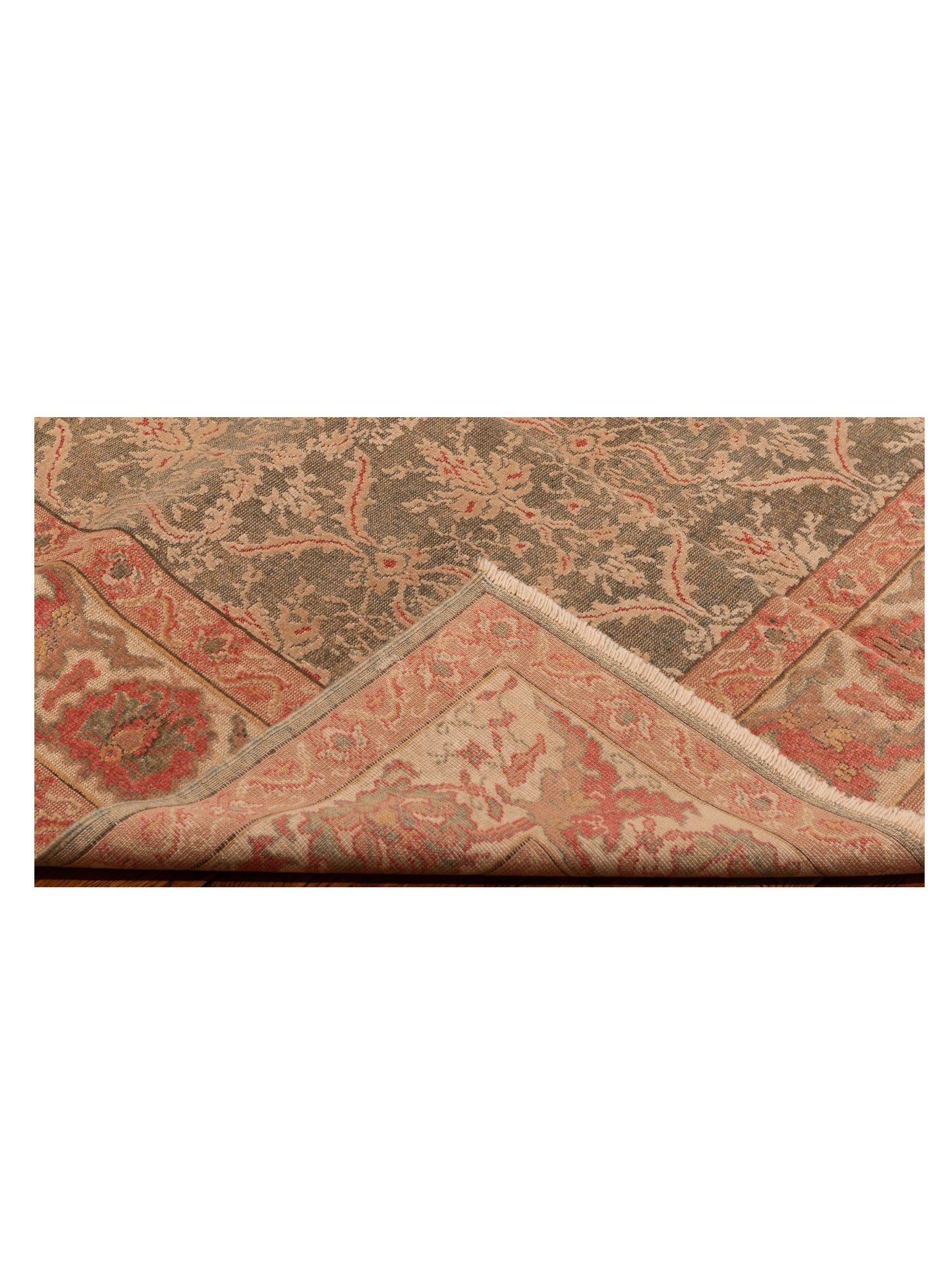 Antique Loom 147372 Green Ivory 5.10x8.7 Hand Knotted Rug