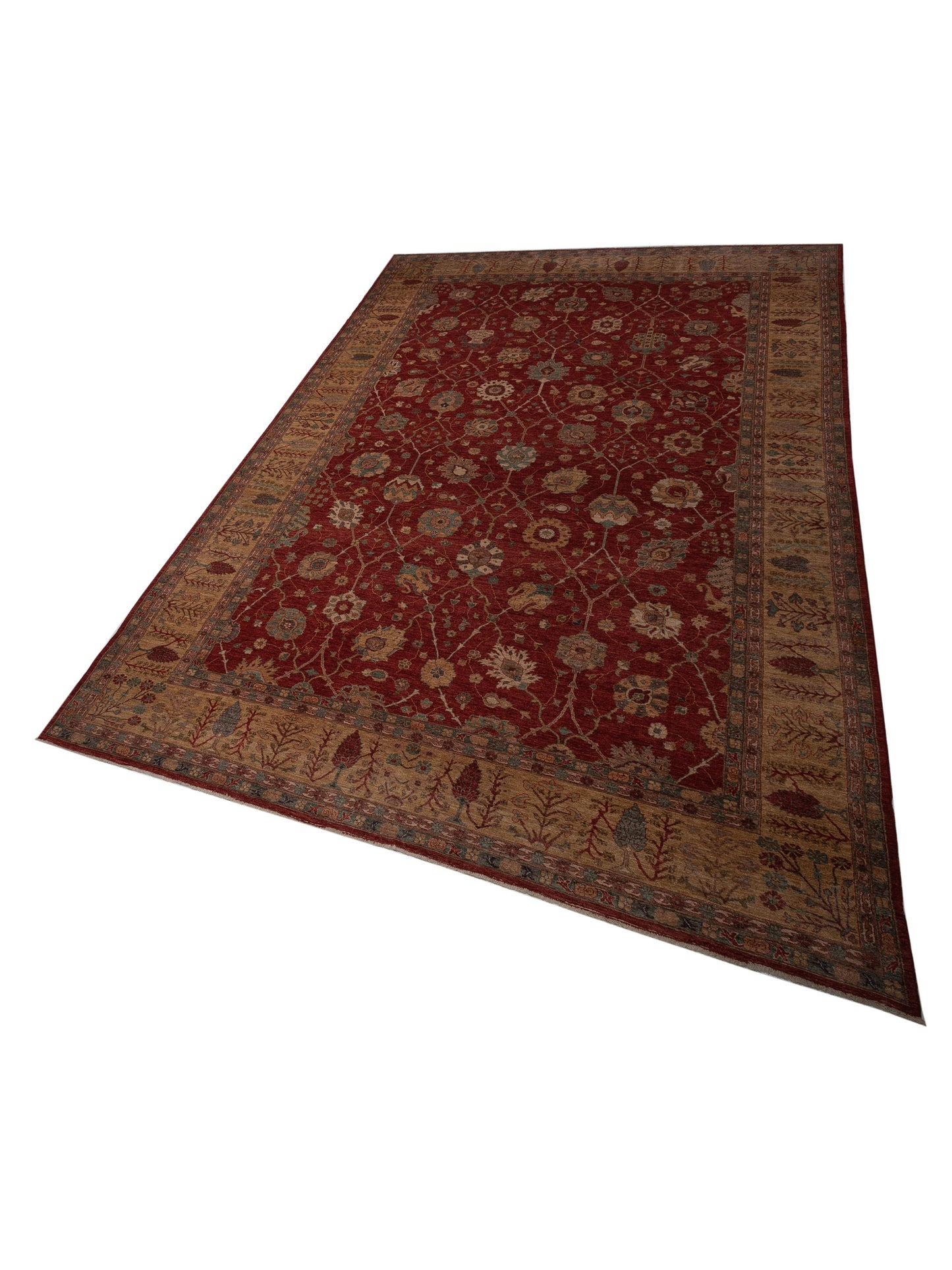 Elvan Turku Red Gold 12.1x17.6 Hand Knotted Rug