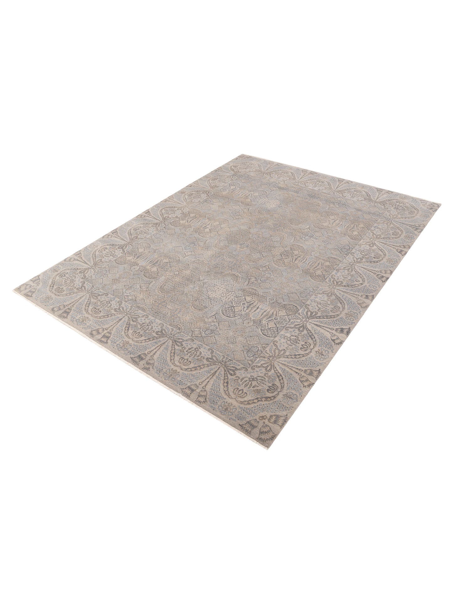 Mastersilk 127397 Gray Gray 9.1x12.3 Hand Knotted Rug