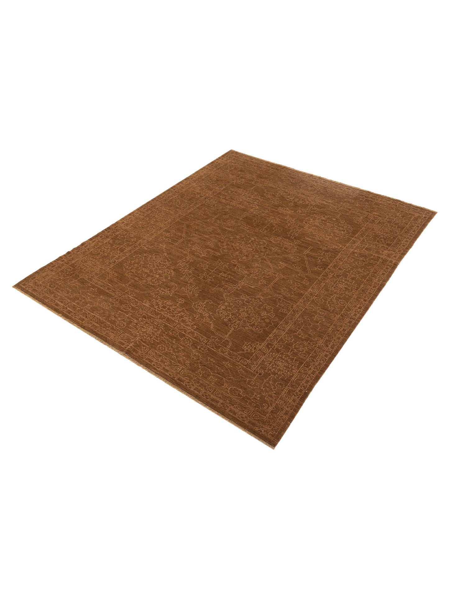 Defne Ruby Brown Gold 8.3x10 Hand Knotted Rug