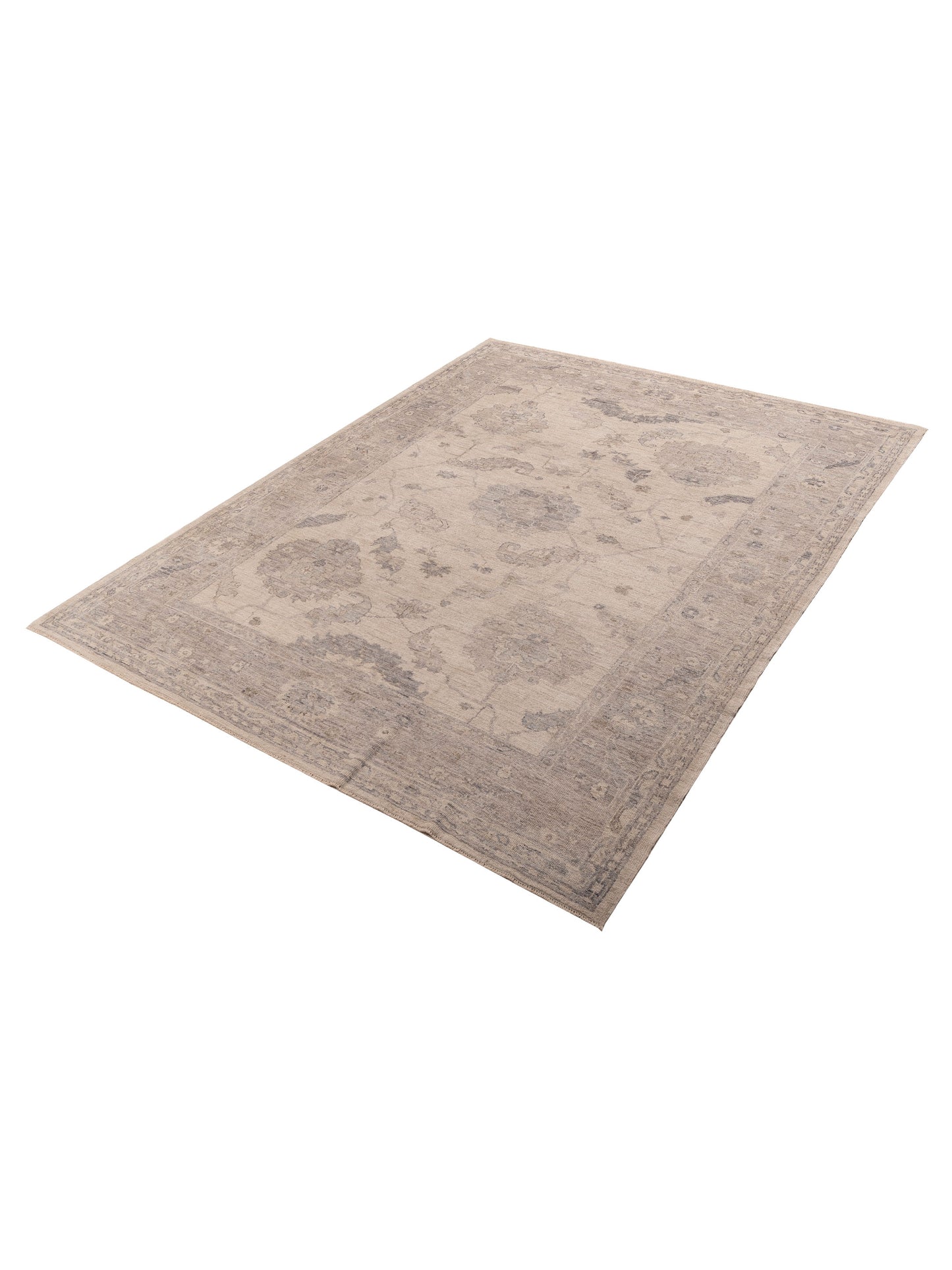 Angora Oushak 156164 Ivory Gray 9.1x11.8 Hand Knotted Rug