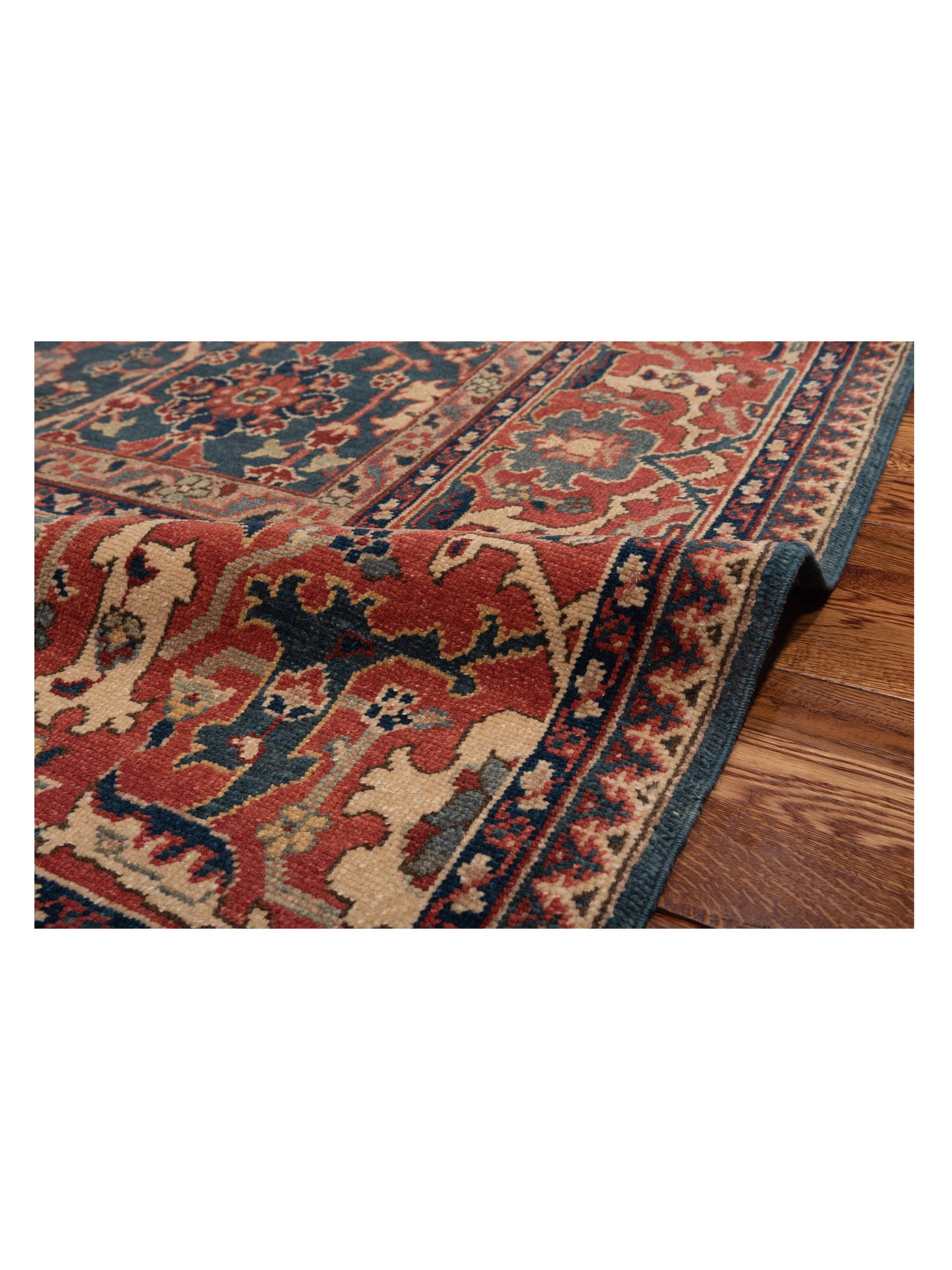 Antique Loom 120664 Blue Red 6.9x7.3 Hand Knotted Rug