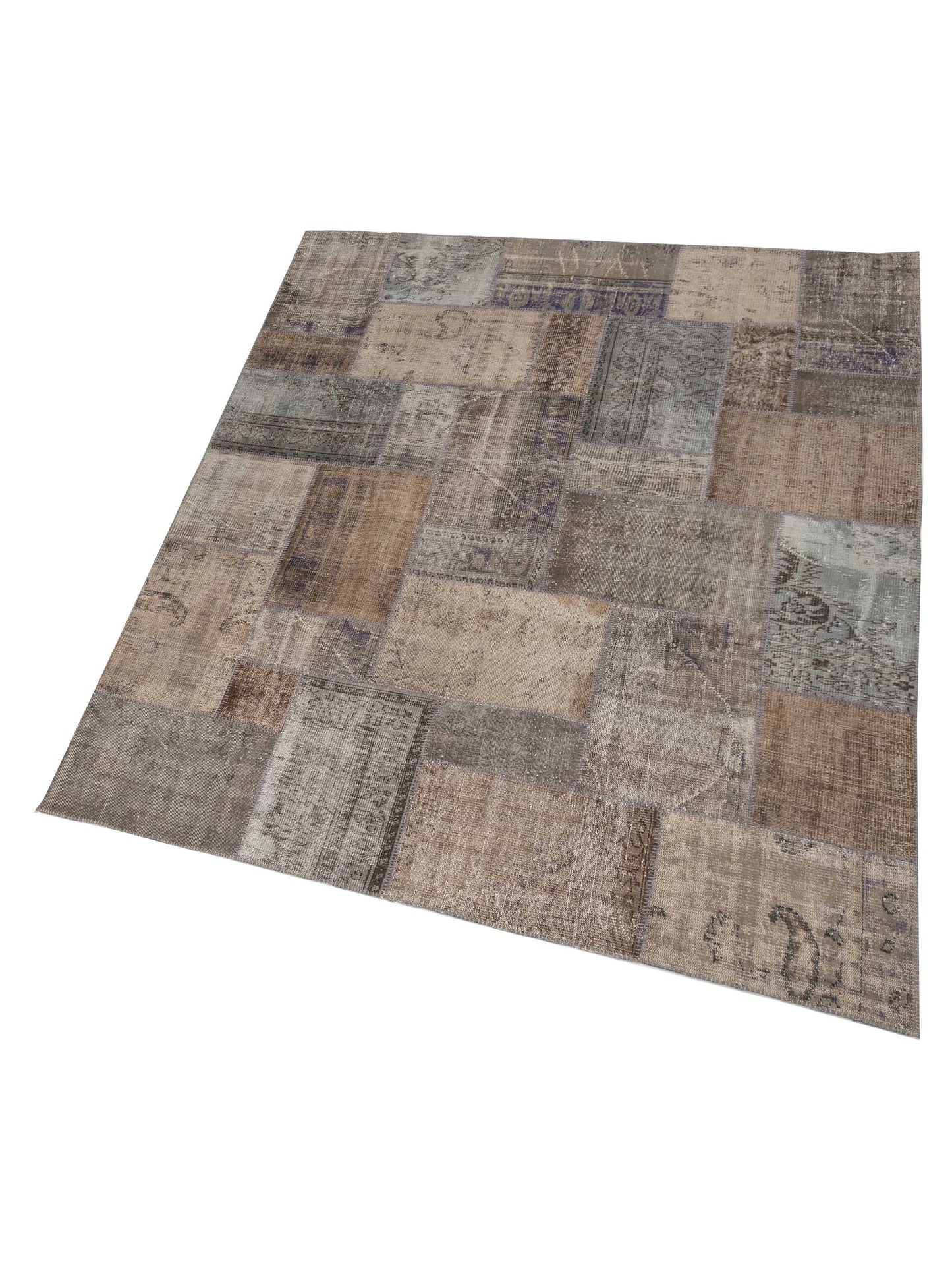 Turkish Vestige Patchwork 111628 Gray 8.3x9.11 Hand Knotted Rug