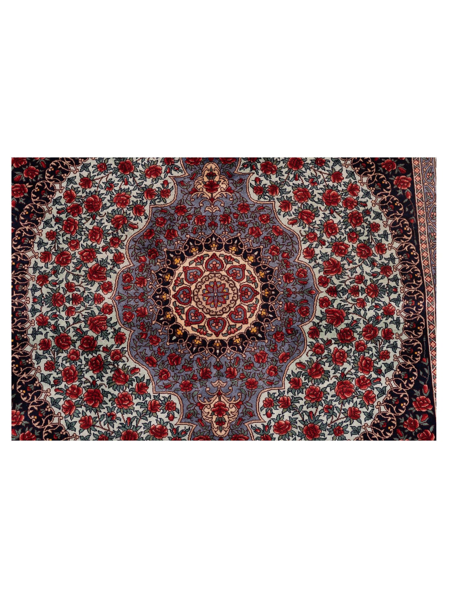 Pure Silk 122086 Blue Blue 3.1x5.2 Hand Knotted Rug