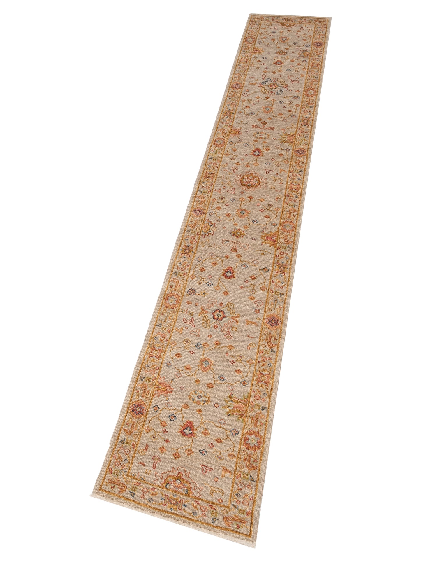 Angora Oushak 146488 Ivory Ivory 2.6x15.6 Hand Knotted Rug