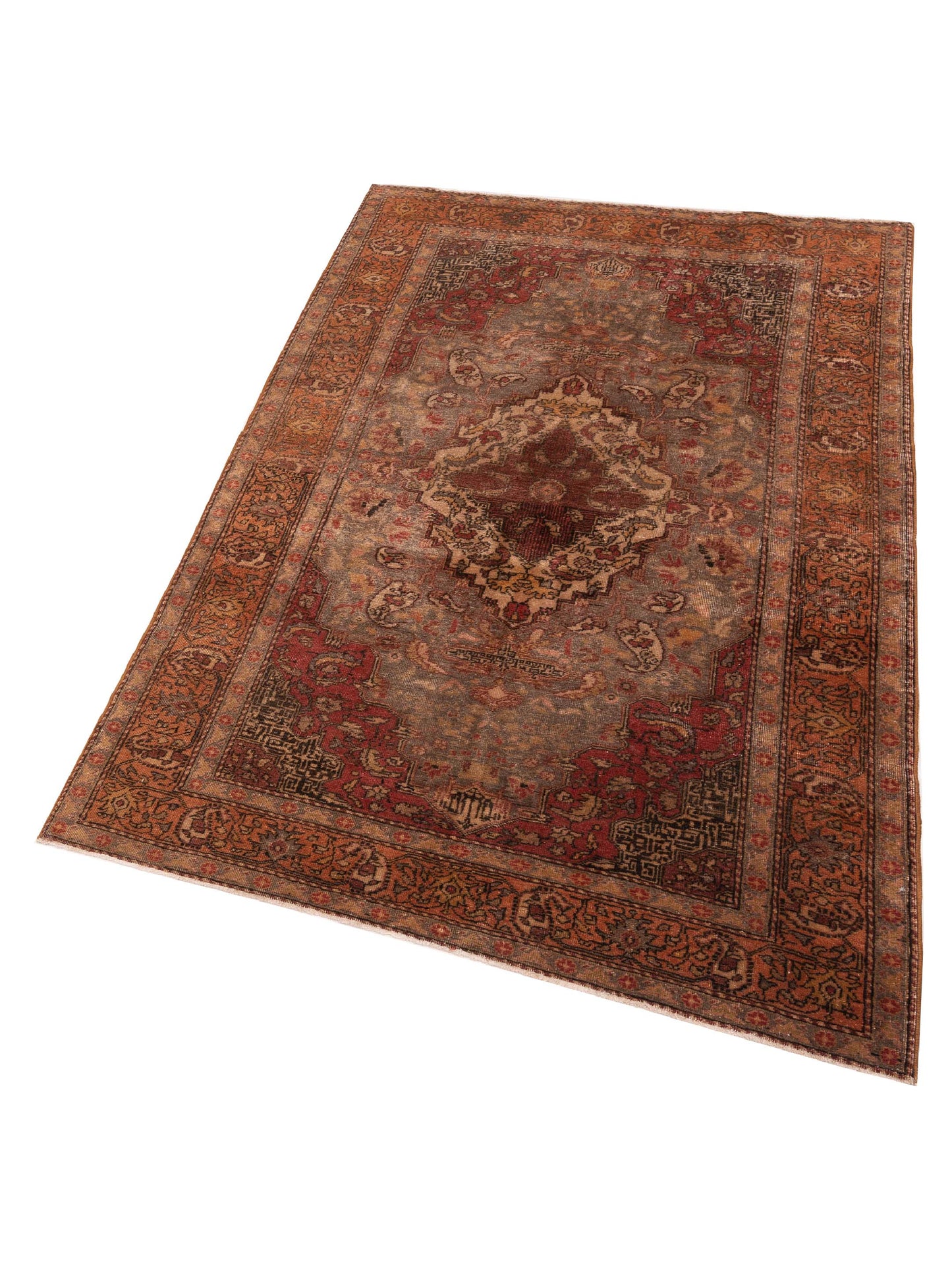 Persian 147649 Brown Orange 4.9x7.8 Hand Knotted Rug