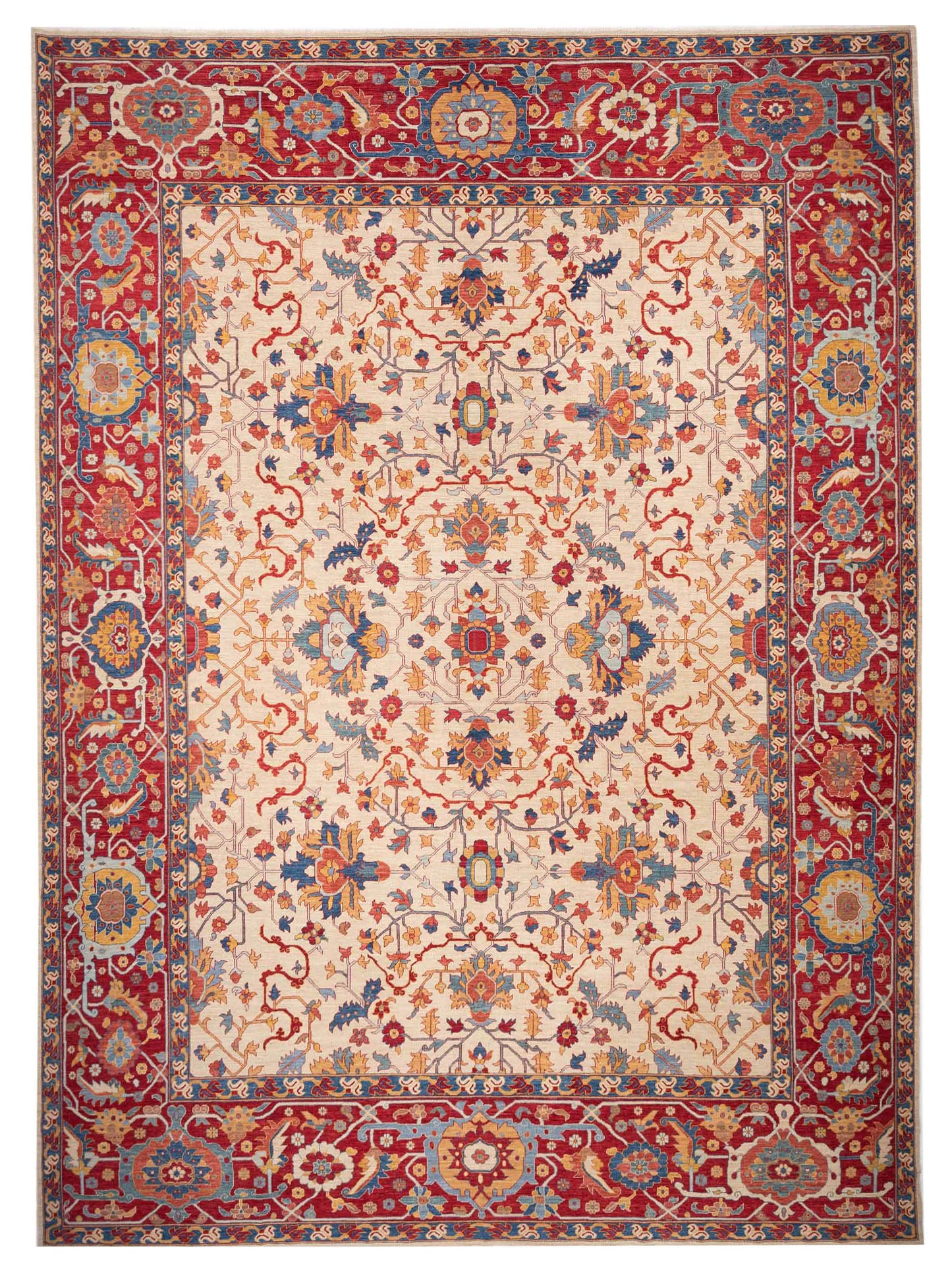 Pasha Antique Loom Fine  Ivory Red Traditional