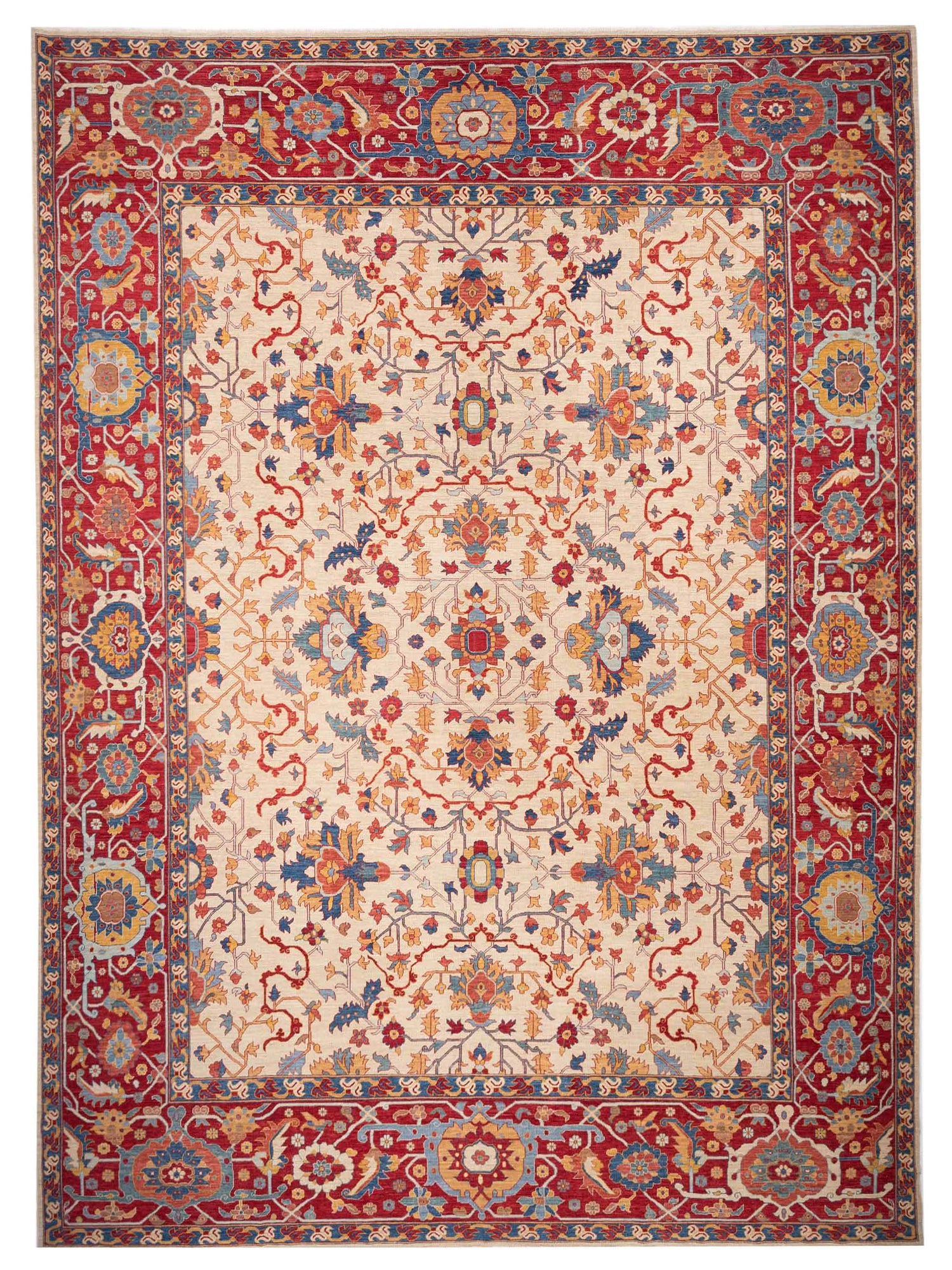 Pasha Antique Loom Fine  Ivory Red Traditional