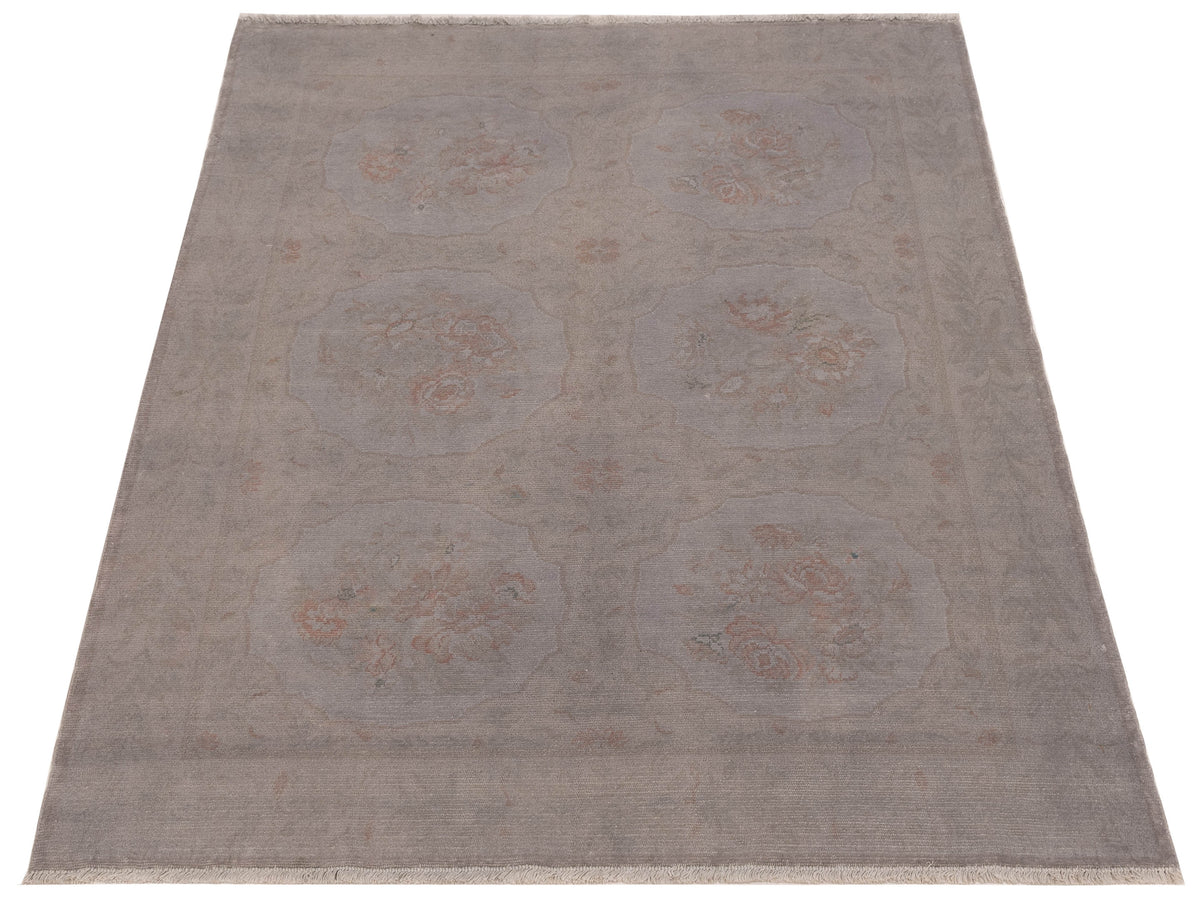 Vintage 107496 Silver 4.10x6.2 Hand Knotted Rug