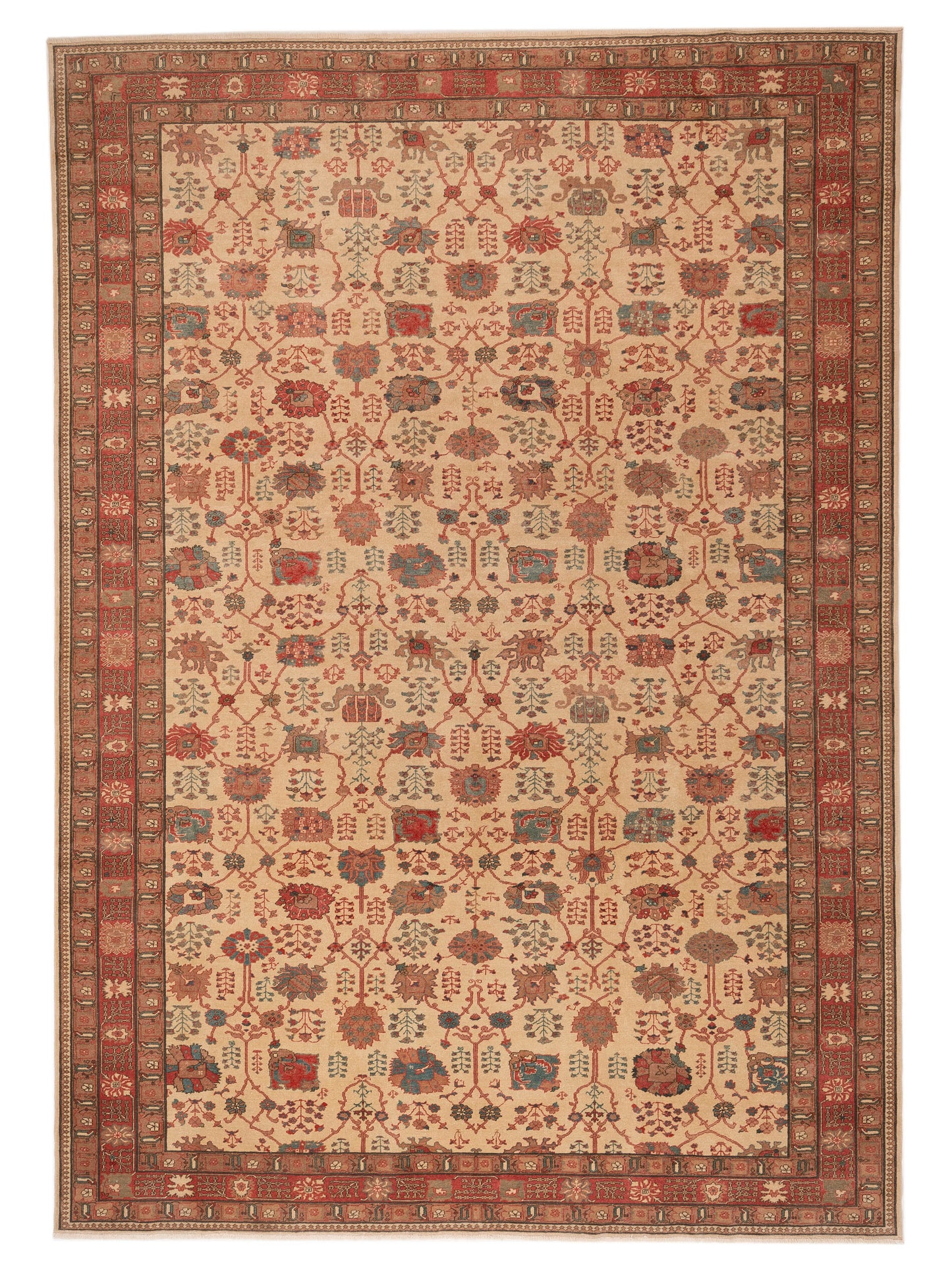 Pasha Antique Loom  Beige Rust Traditional
