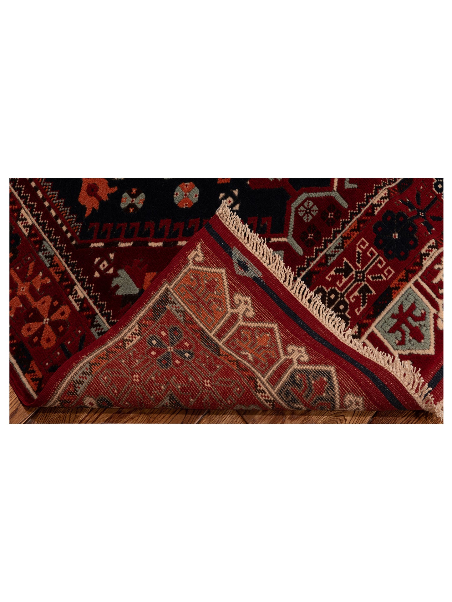 Turkish Shirwan 145150 Navy Red 3.10x5.6 Hand Knotted Rug