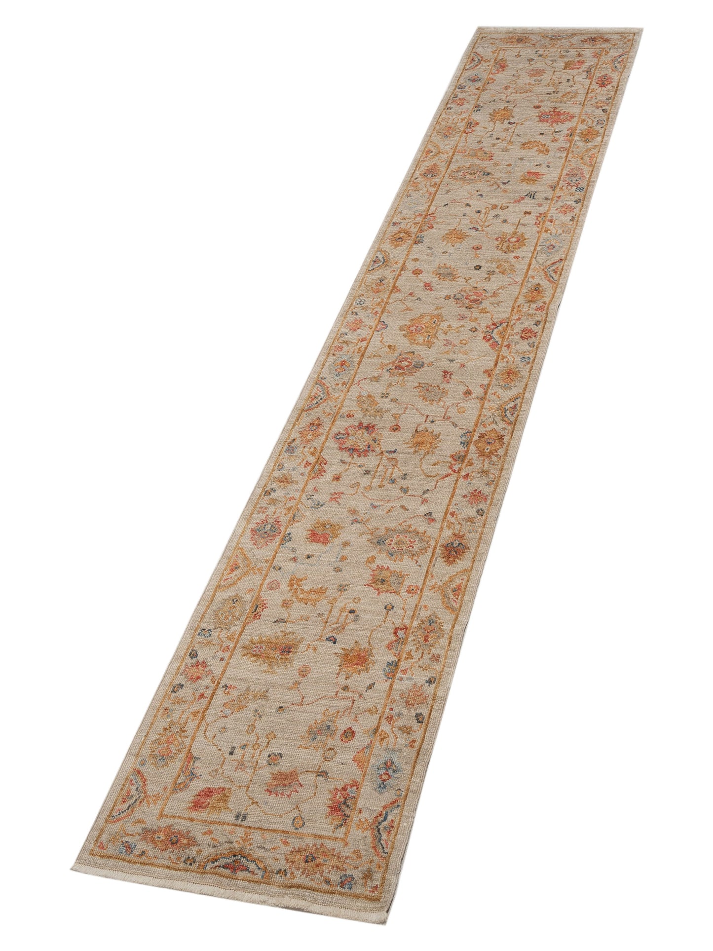 Angora Oushak 146499 Ivory Ivory 2.7x13.6 Hand Knotted Rug