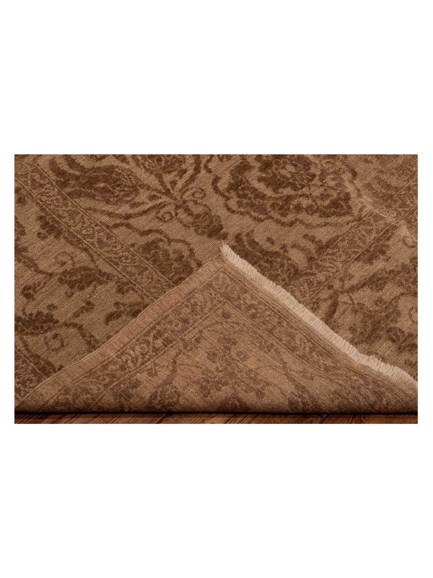 Defne Tulip Brown Dark Brown 8.3x9.1 Hand Knotted Rug