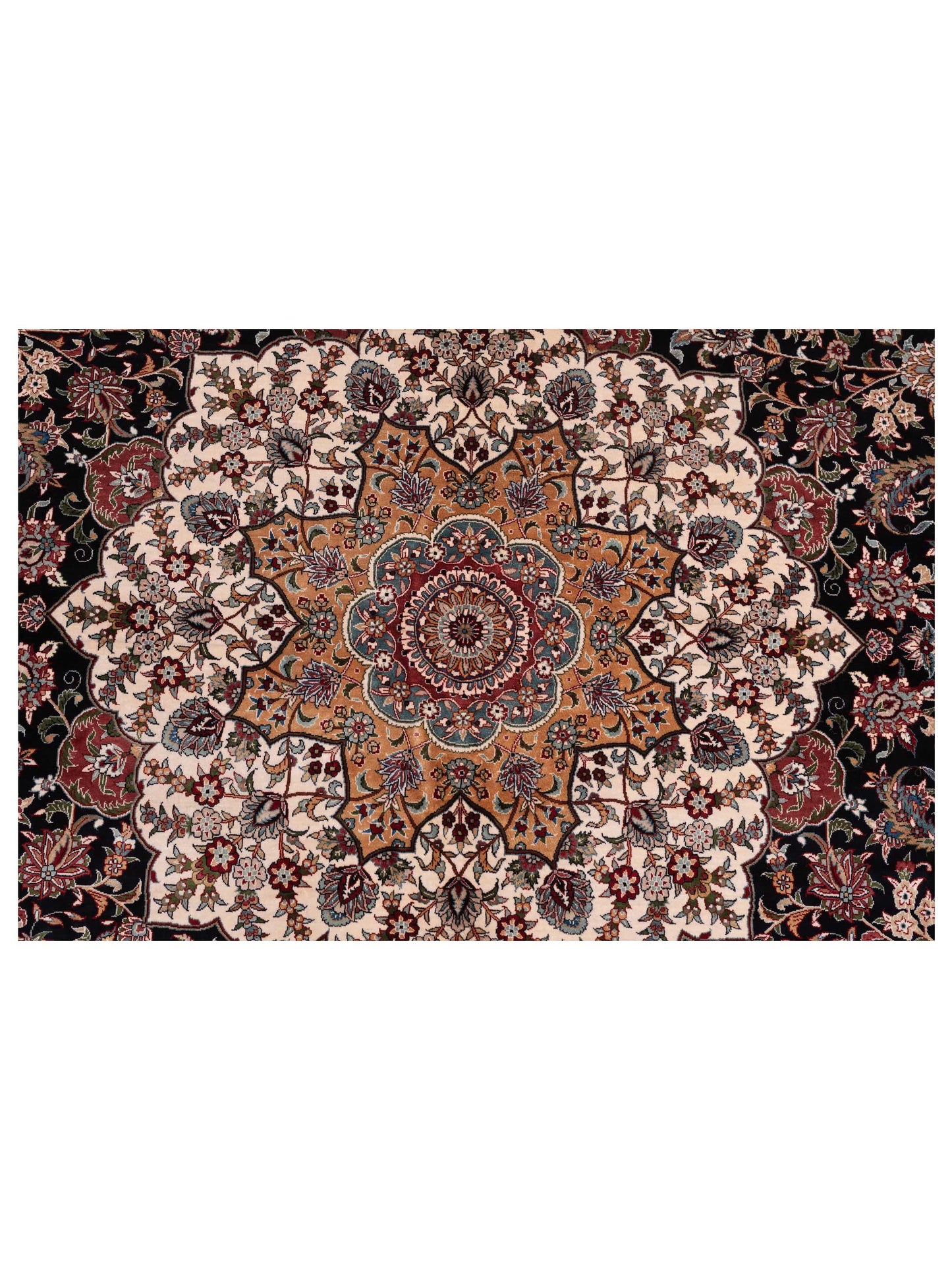 Pure Silk 126553 Navy Red 6.1x9 Hand Knotted Rug