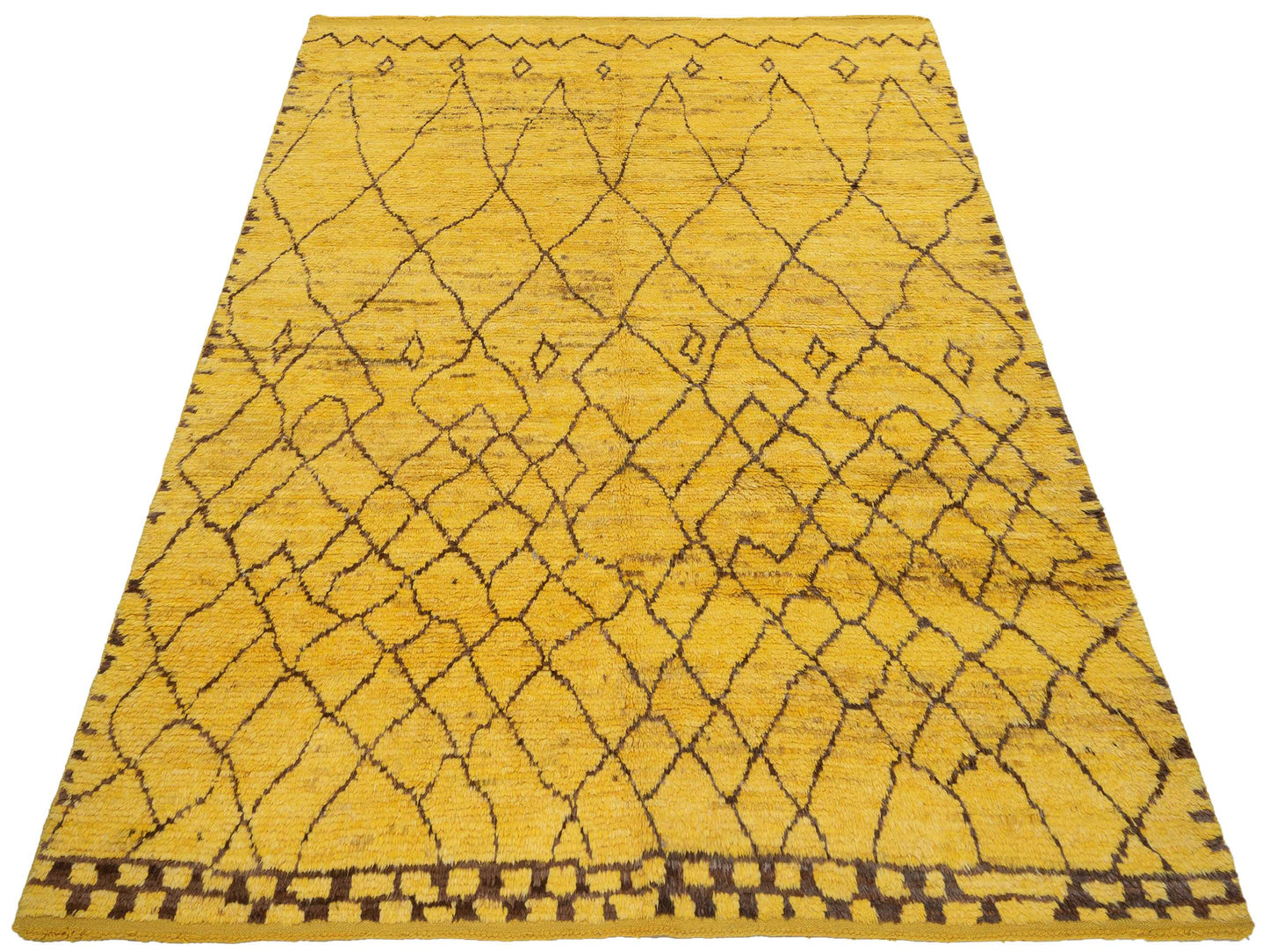 Berber Aspendos Yellow Charcoal 8.4x10.4 Hand Knotted Rug