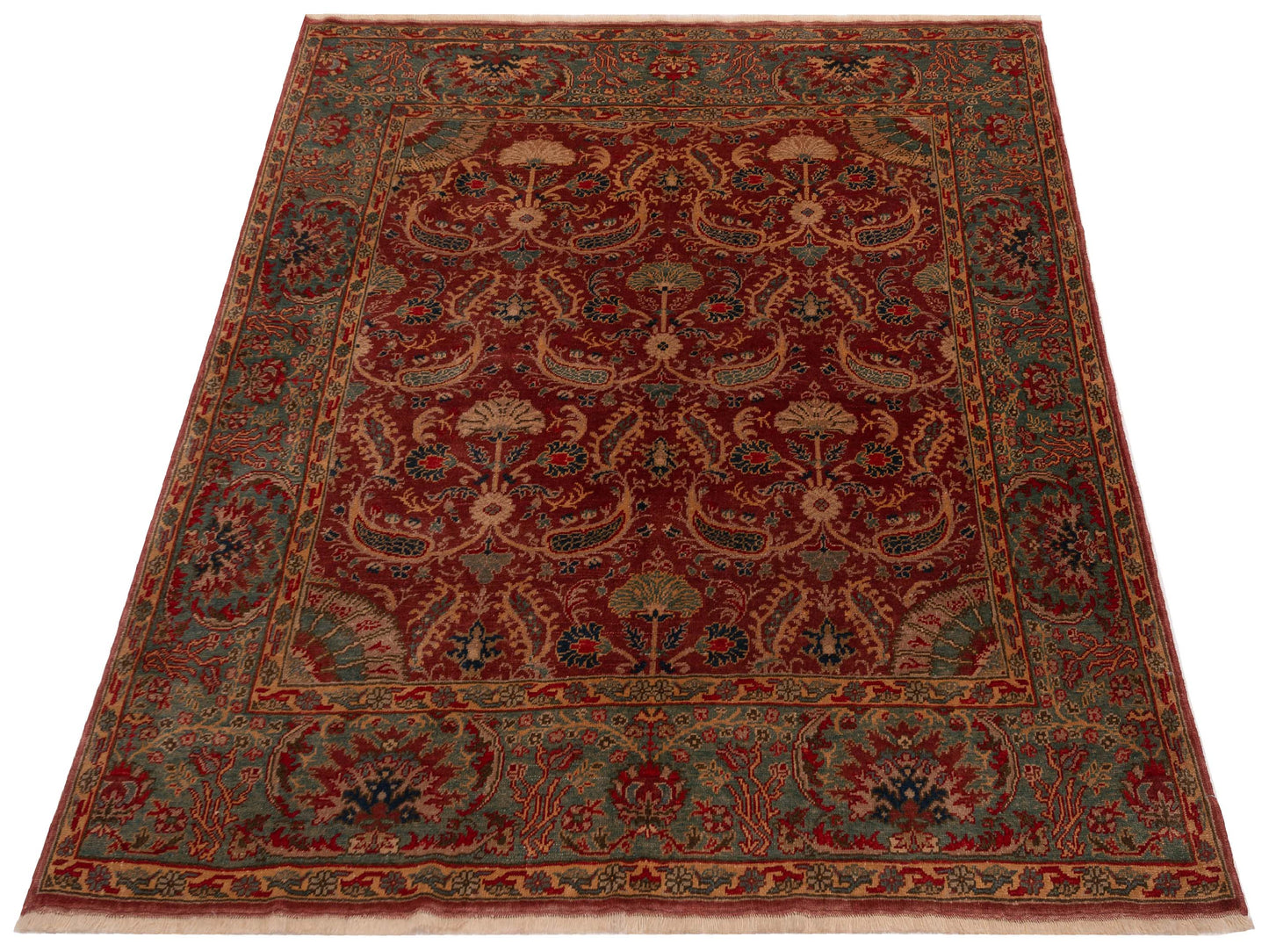 Antique Loom 147347 Red Blue 6.8x6.9 Hand Knotted Rug