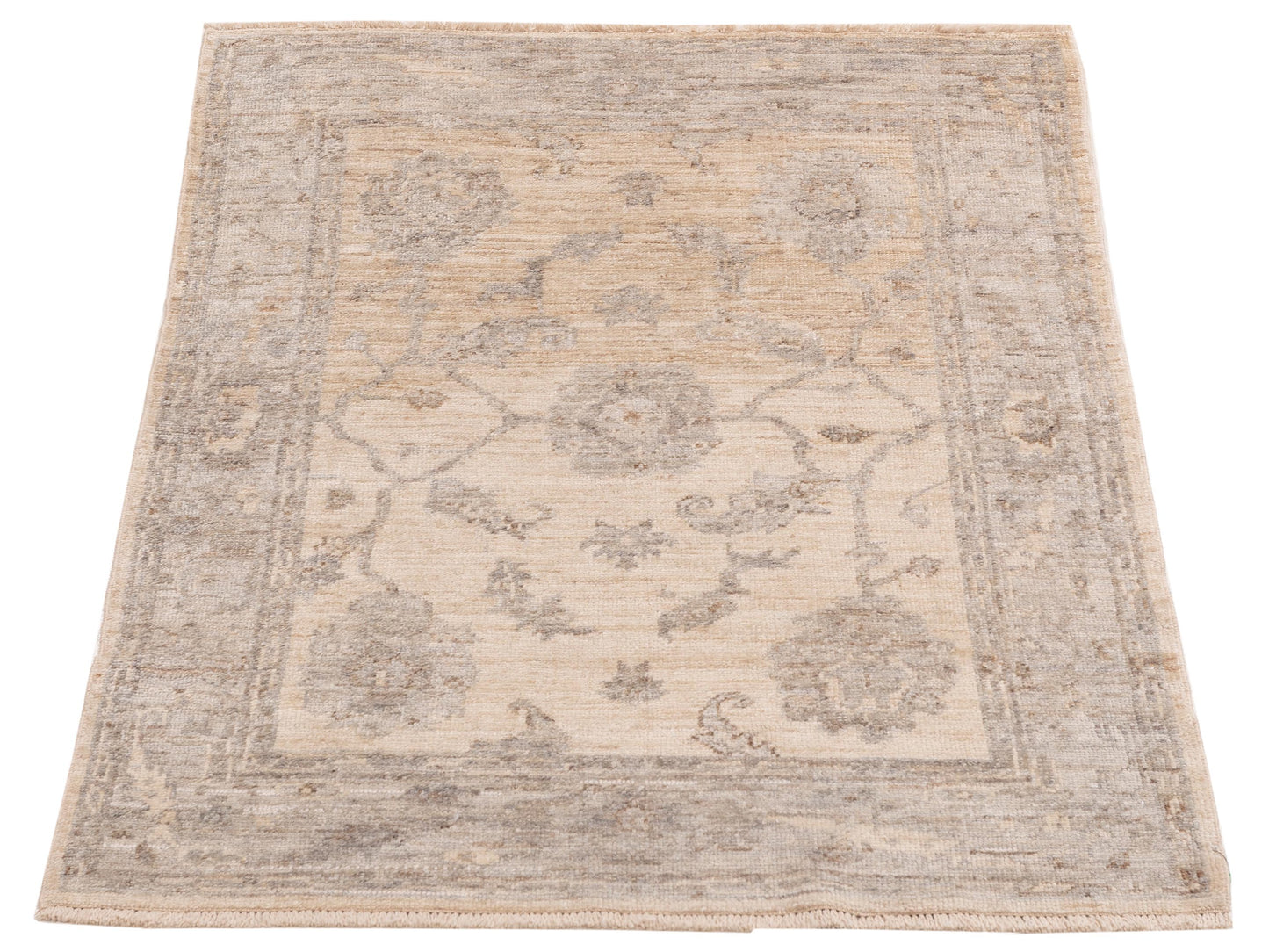 Angora Oushak 153546 Ivory Gray 3.11x5.6 Hand Knotted Rug