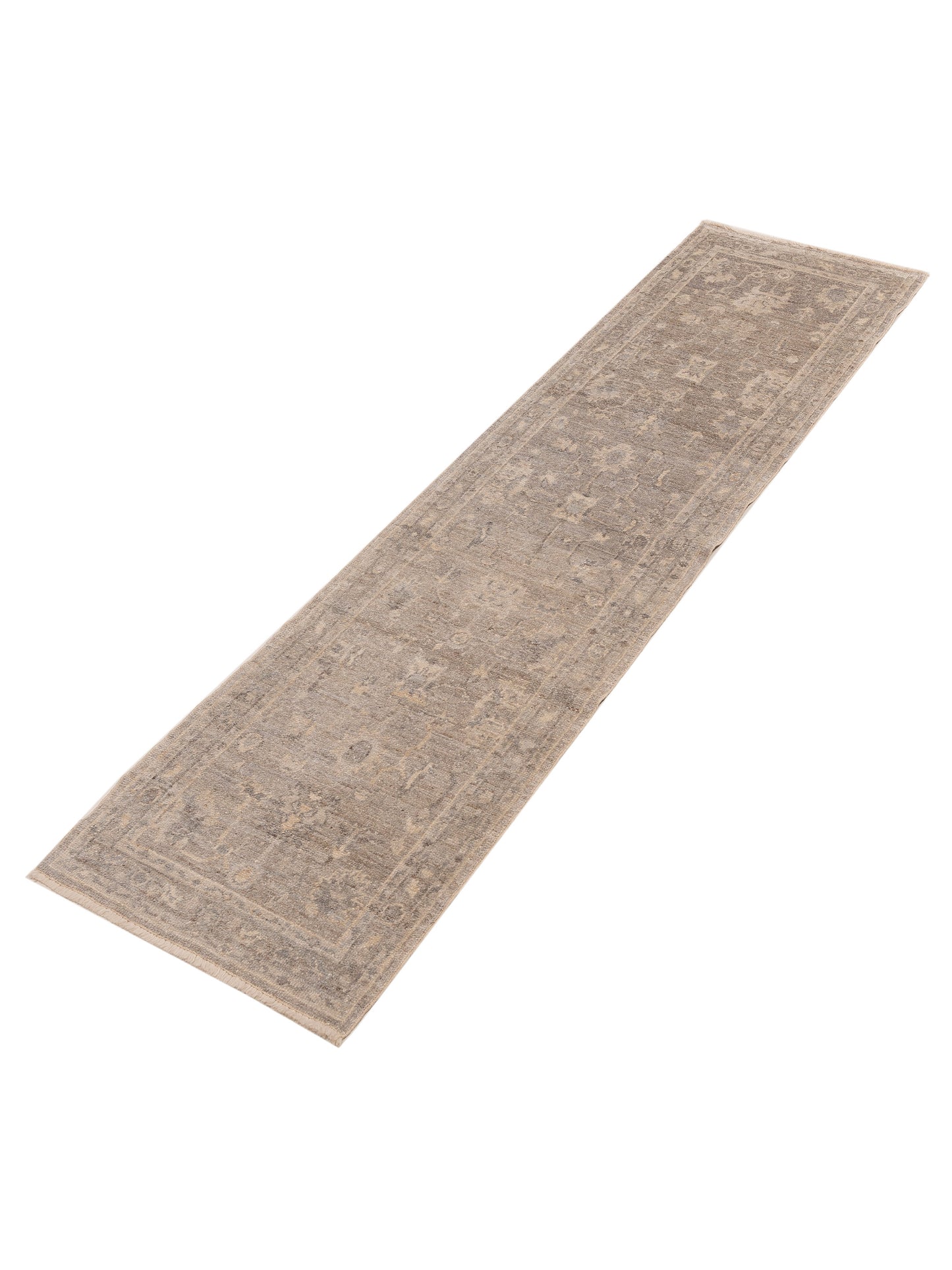 Angora Oushak 154096 Gray Gray 2.8x10.6 Hand Knotted Rug