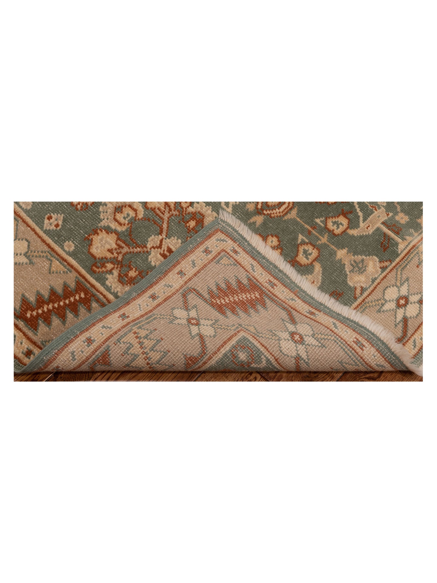 Anadol Oushak 129724 Green Camel 4.2x5.5 Hand Knotted Rug