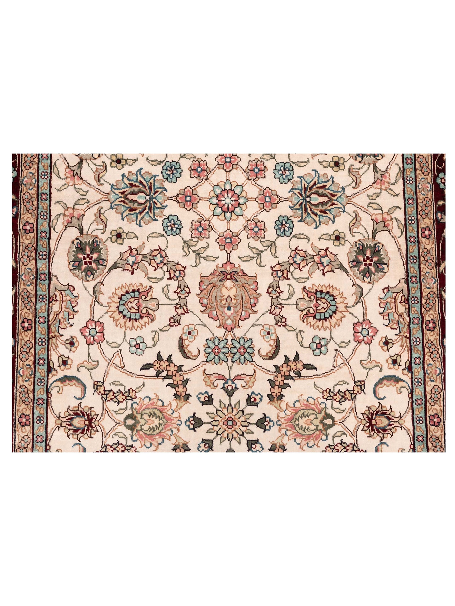Pure Silk 122462 Ivory Red 2.7x8.3 Hand Knotted Rug