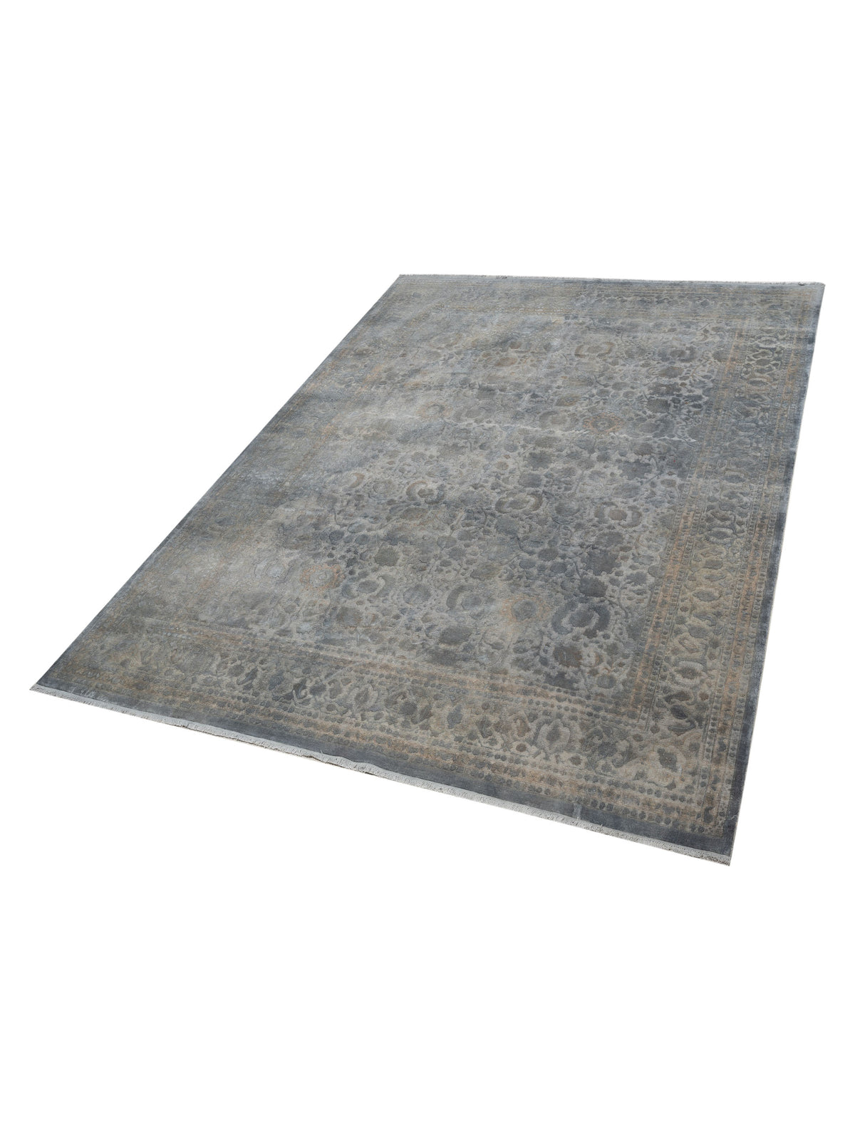 Vintage 111374 Gray 10.2x14 Hand Knotted Rug