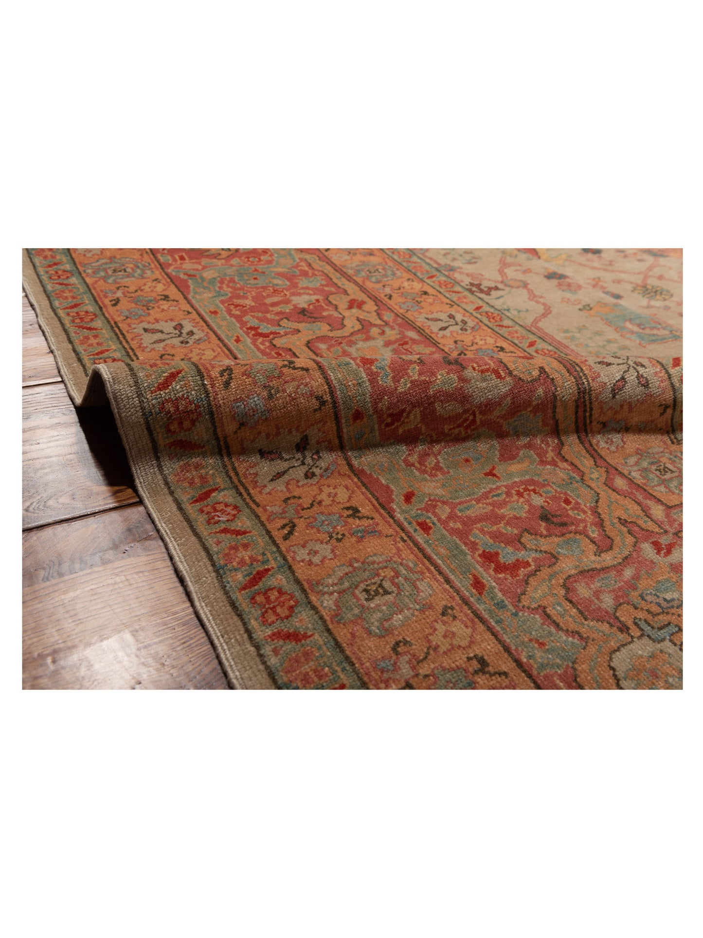 Antique Loom 108025 Beige Pink 12.5x18 Hand Knotted Rug