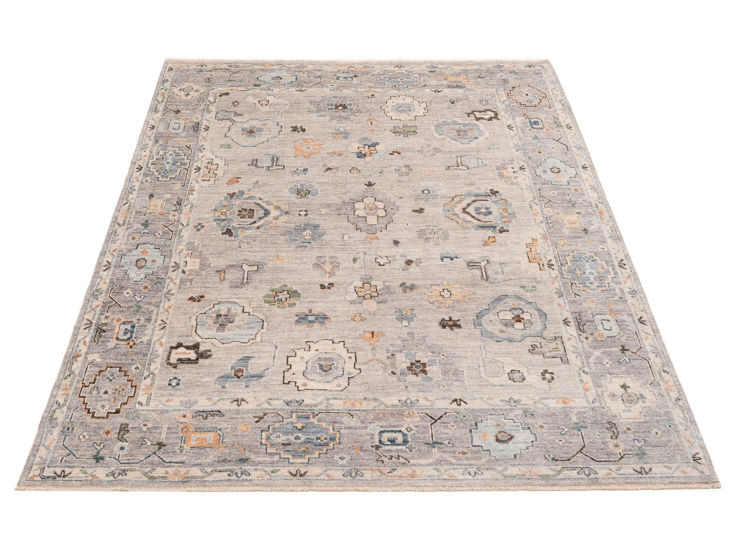 Angora Oushak 153776 Gray Gray 8.2x9.9 Hand Knotted Rug