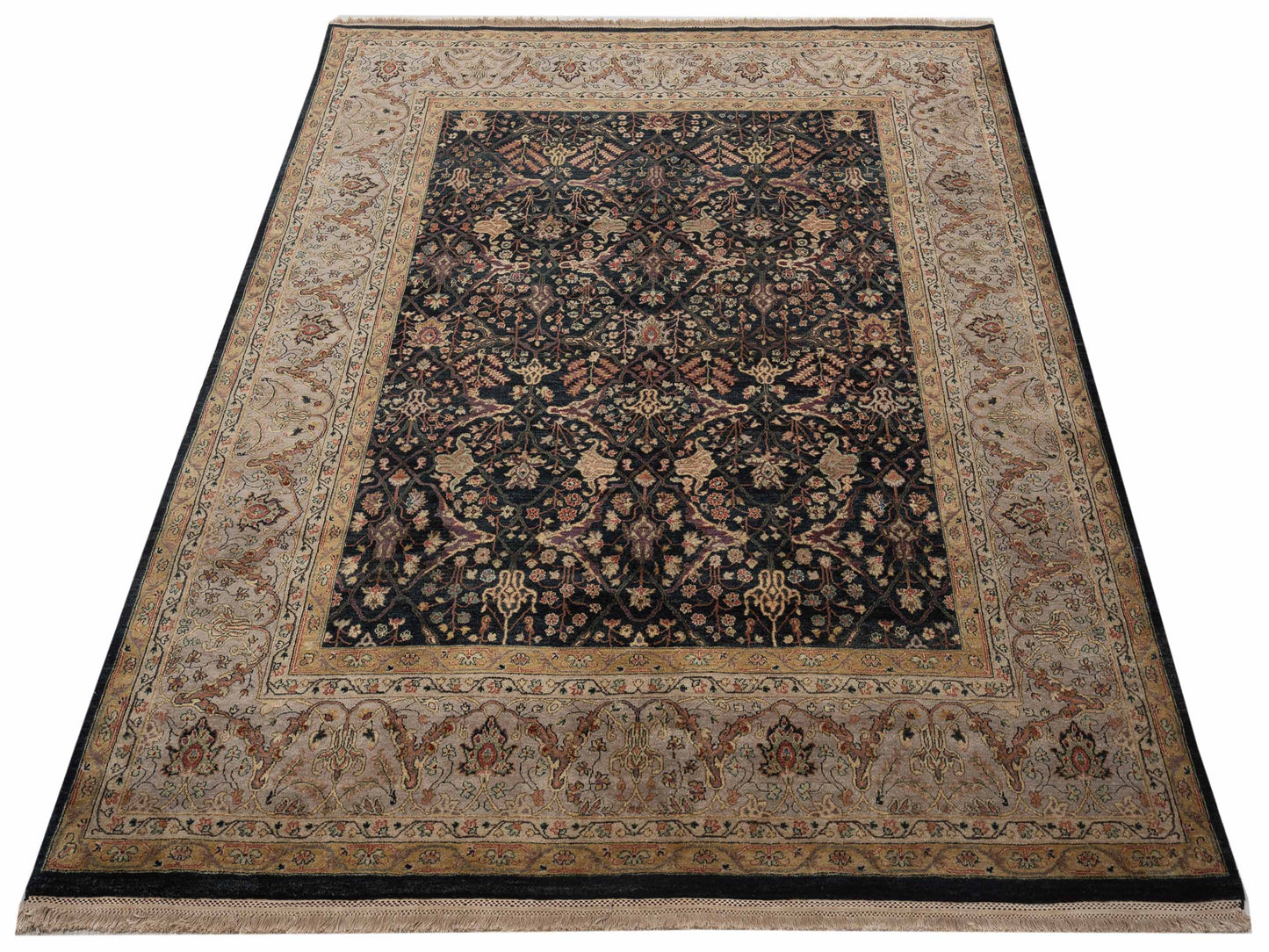 Platinum 115019 Navy Silver 8.2x9.9 Hand Knotted Rug