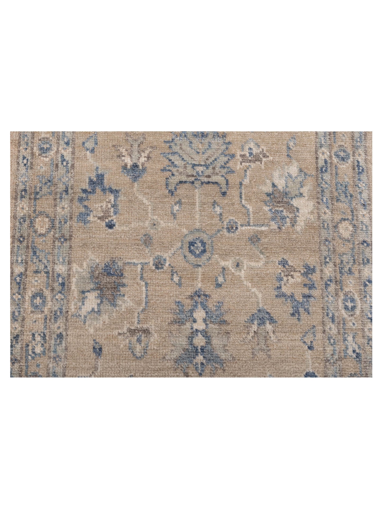 Angora Oushak 150413 Brown Blue 2.7x15.5 Hand Knotted Rug