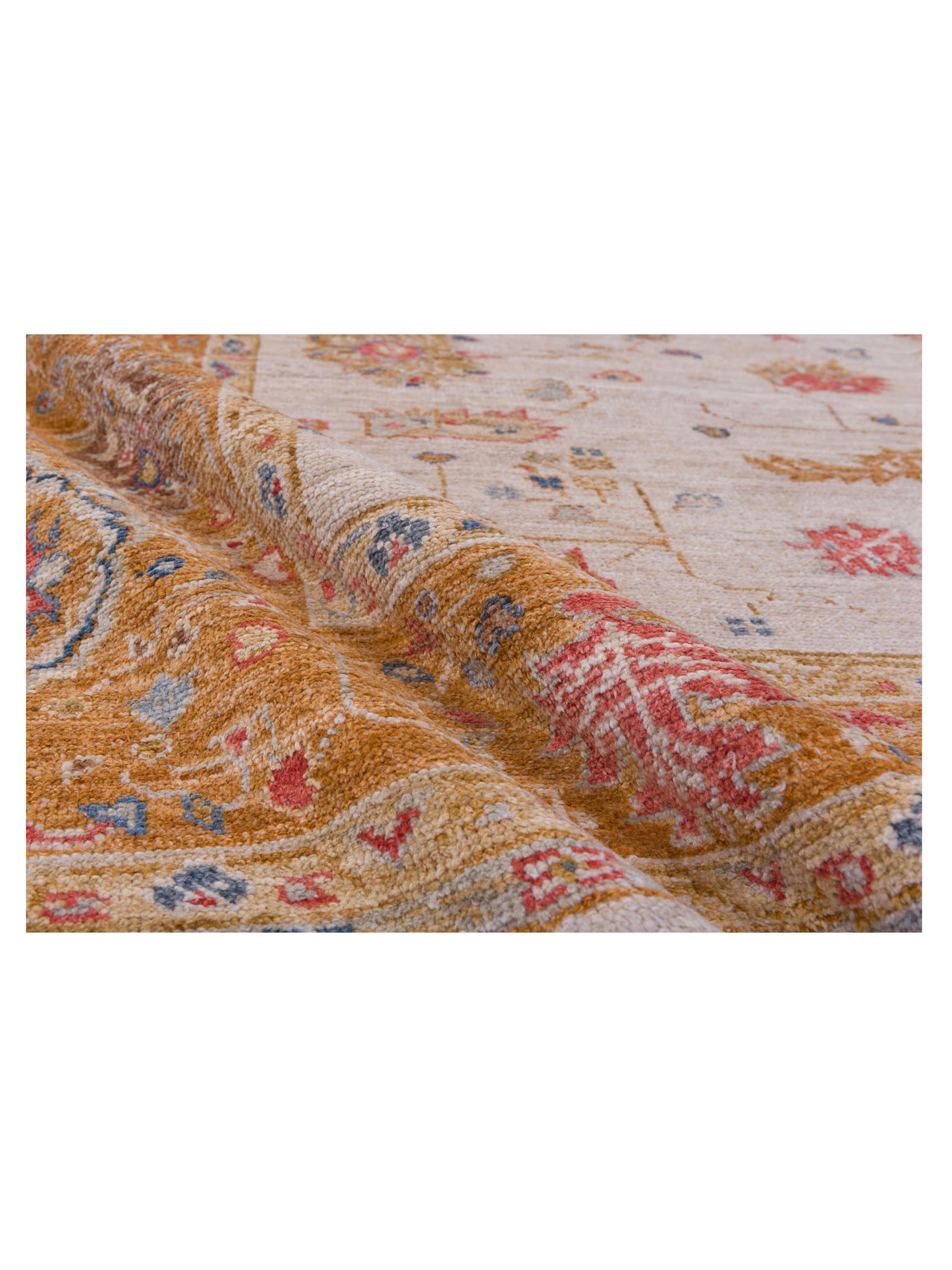 Angora Oushak 144629 Ivory Orange 8.3x9.8 Hand Knotted Rug