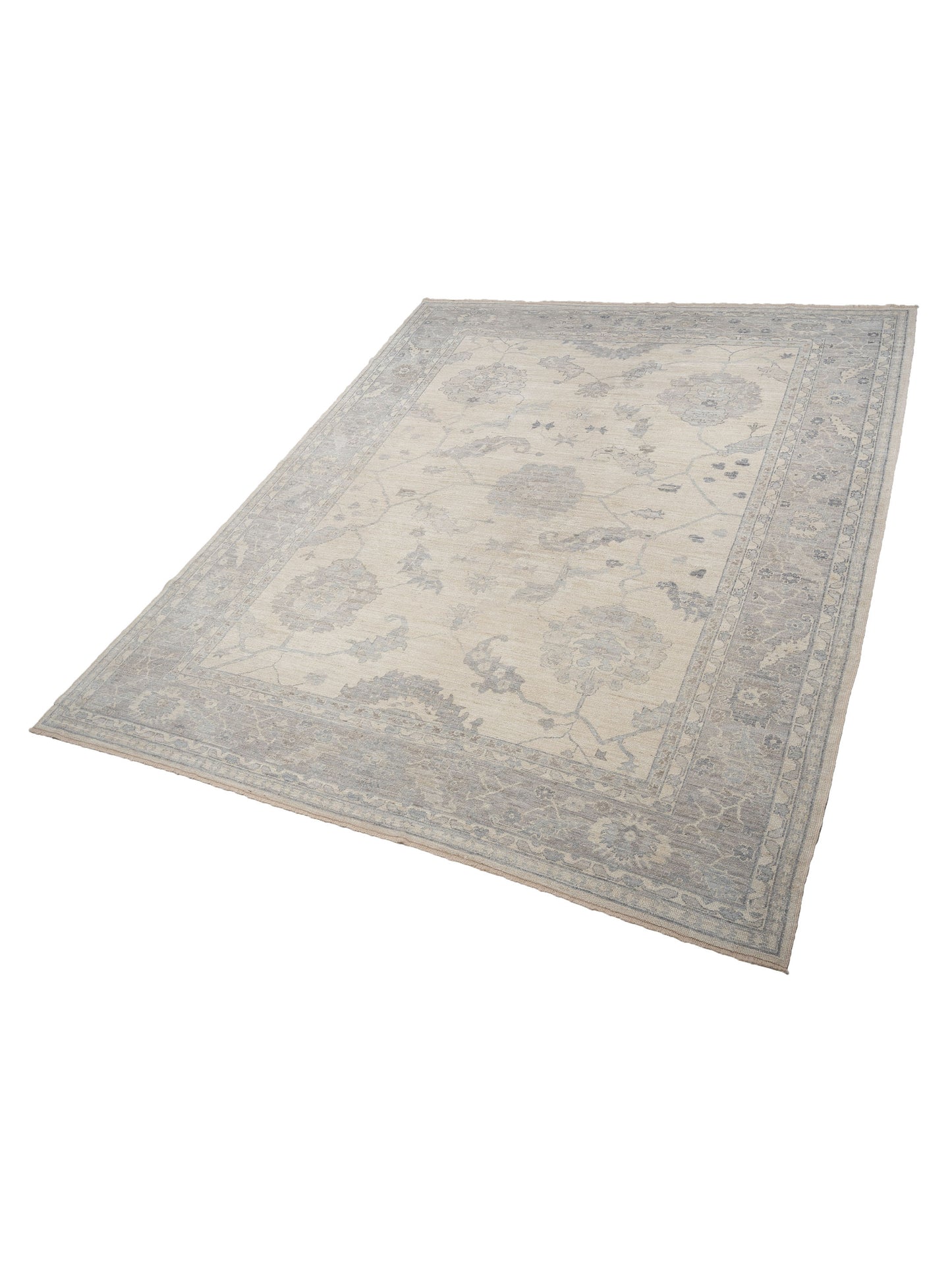 Angora Oushak 147159 Ivory Gray 11.3x14.3 Hand Knotted Rug