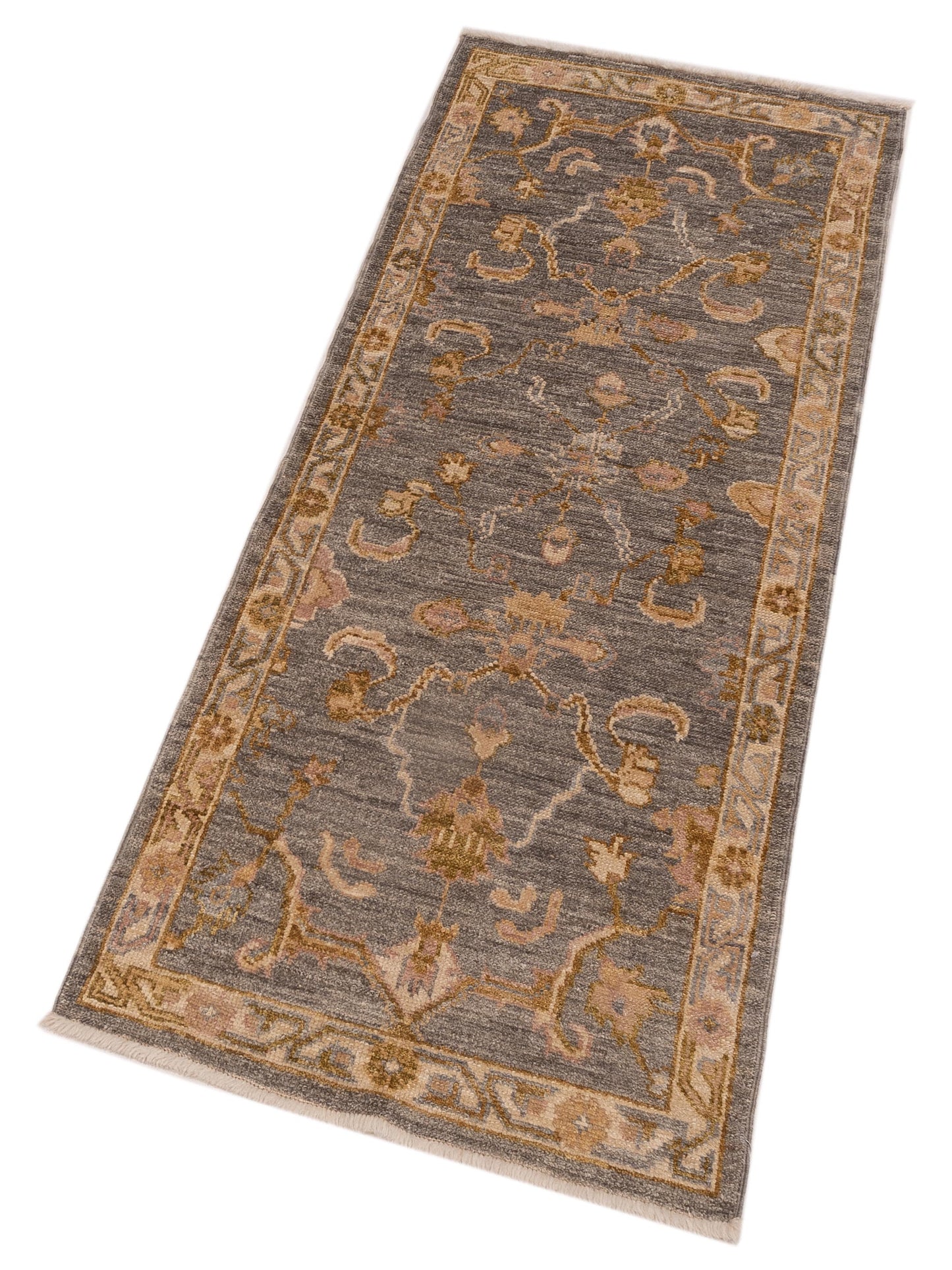 Angora Oushak 141293 Gray Ivory 2.8x6.11 Hand Knotted Rug