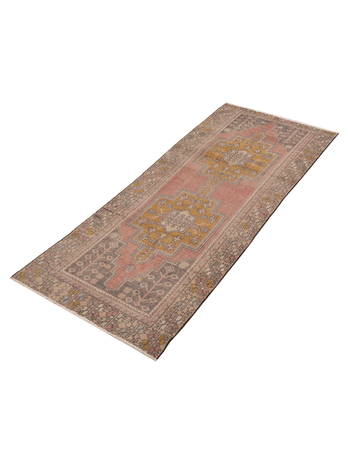 Old Anatolian 154114 Pink Brown 3.9x9.4 Hand Knotted Rug