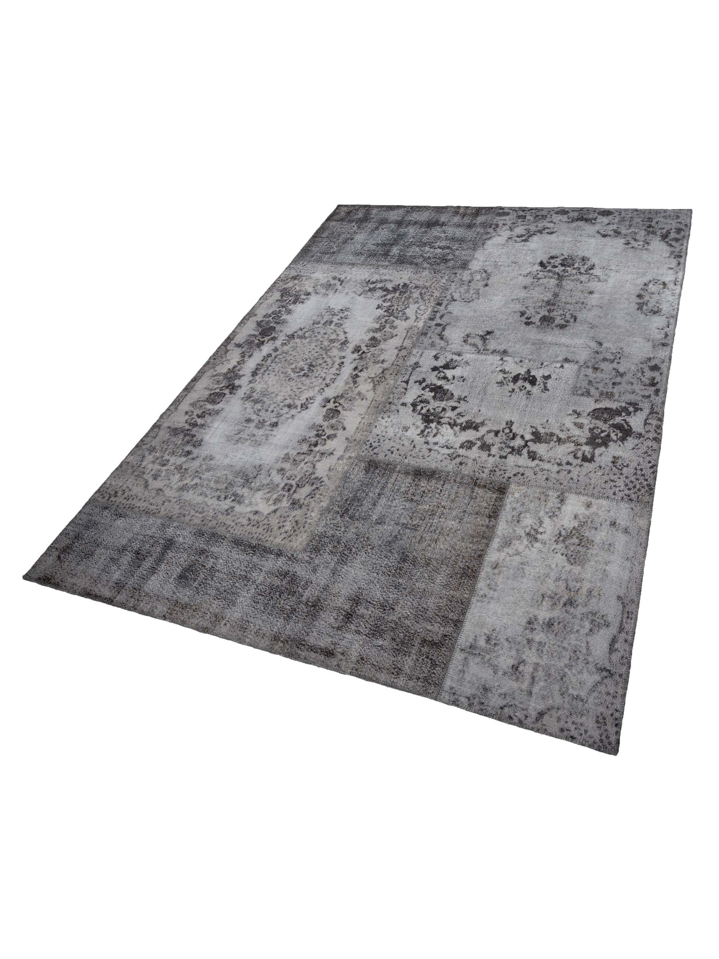 Turkish Vestige Patchwork 130953 Gray 11.5x15.6 Hand Knotted Rug