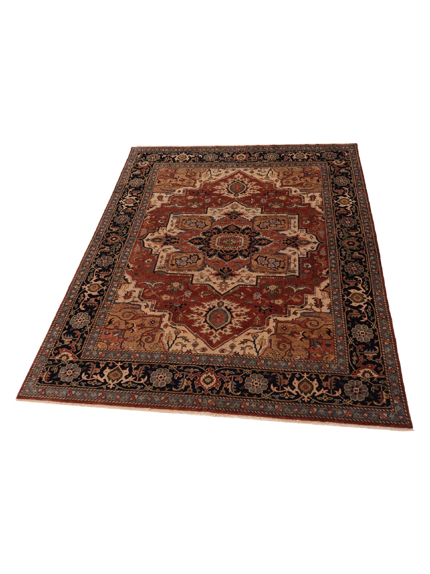 Antique Loom 147418 Ivory Red 6.10x9 Hand Knotted Rug